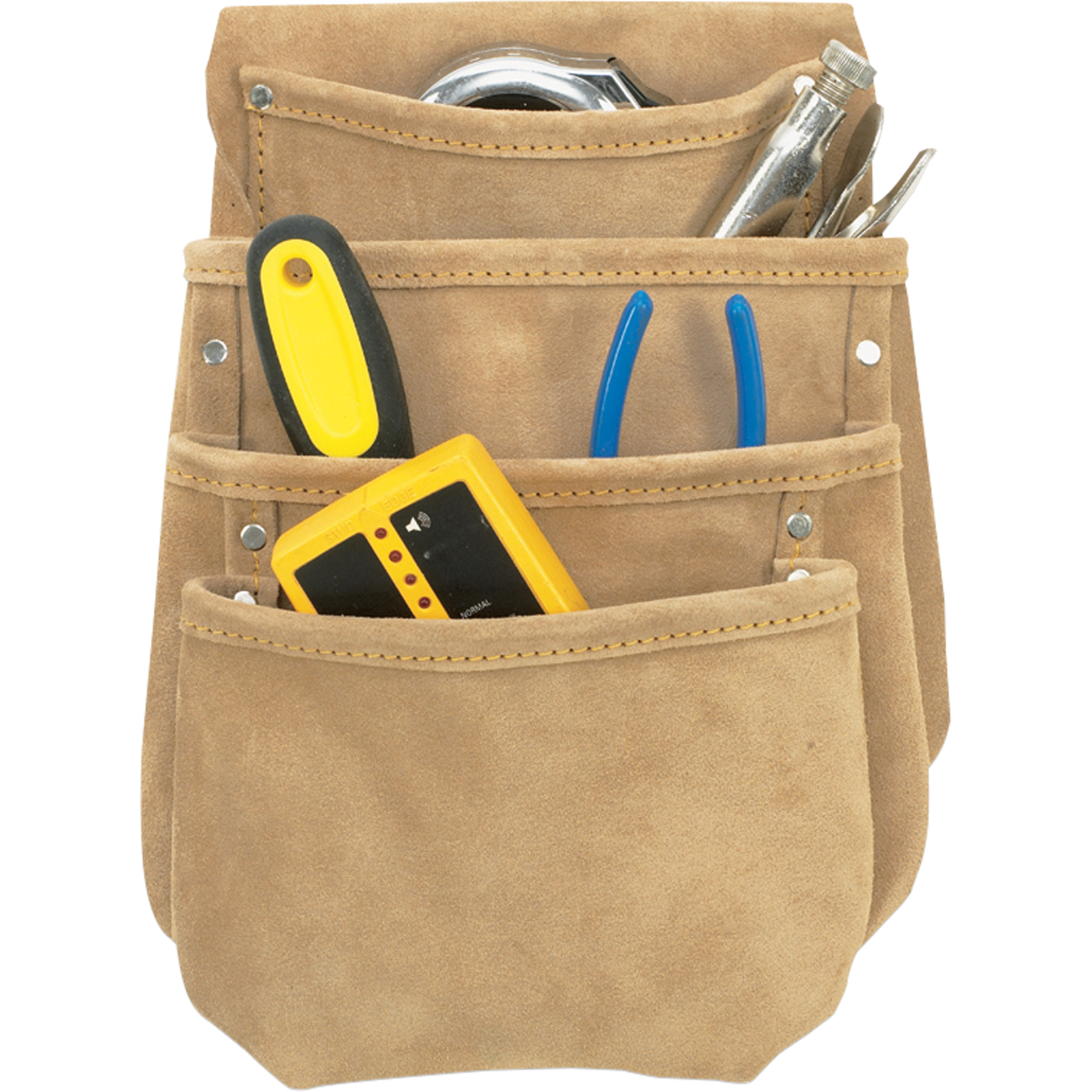 Poche pour outils de travail des cloisons sèches, Porte-outil multiple, Cuir, 4 Poches