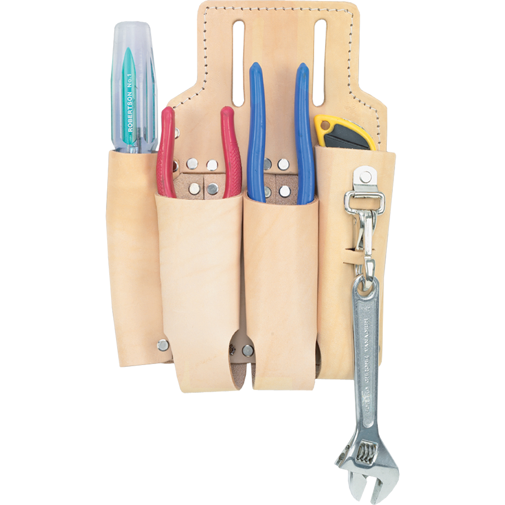 Porte-outils à 4 pochettes pour monteur de ligne, Porte-outil multiple, Cuir, 4 Poches