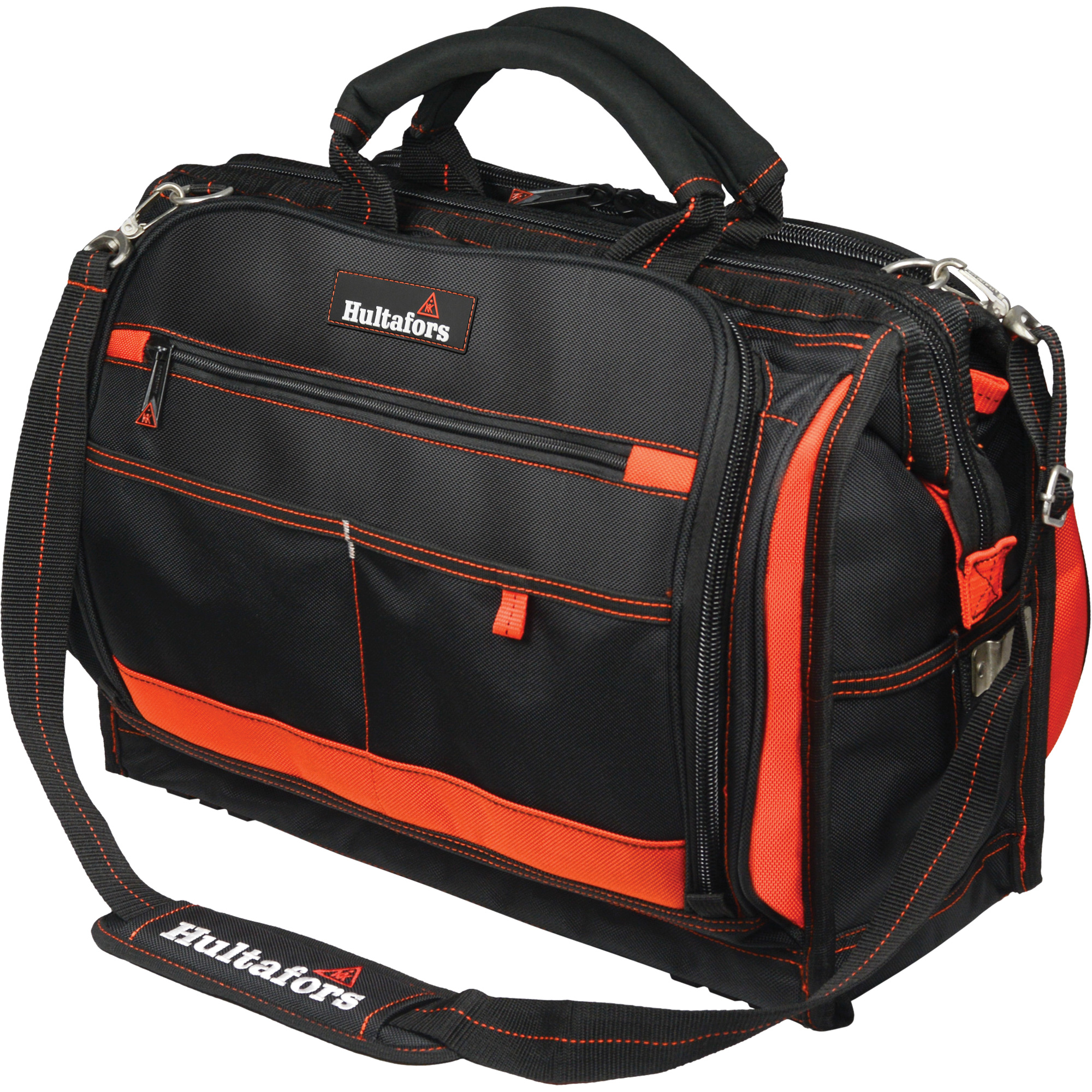 Porte-outils à compartiments multiples de 18", Polyester balistique, 50 pochettes, Noir/Rouge