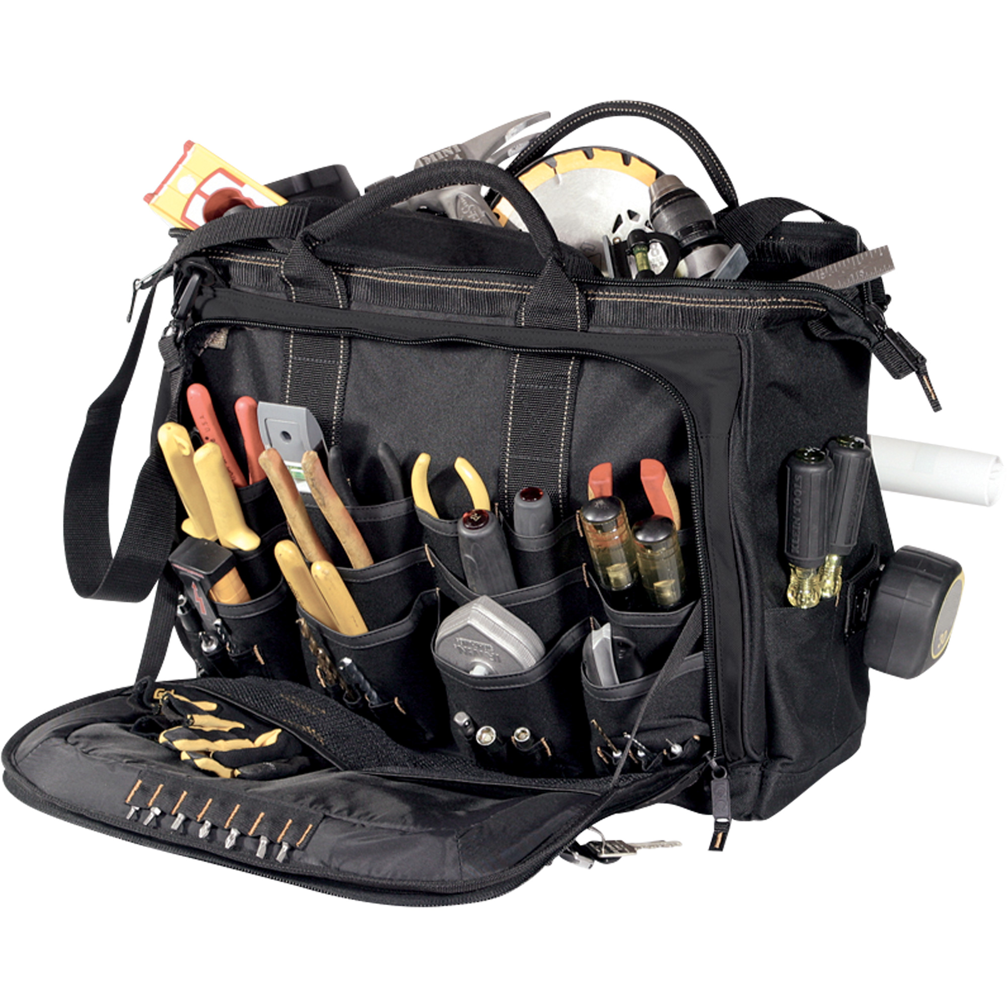 Porte-outils, Polyester, 58 pochettes, Noir