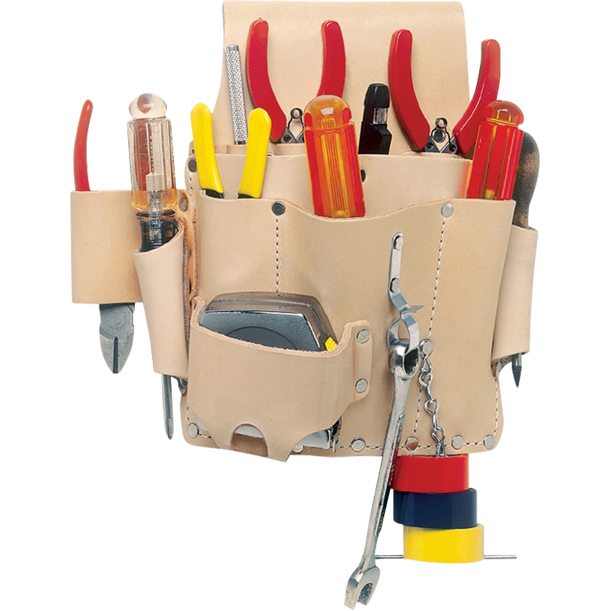 Porte-outils pour électricien, Porte-outil multiple, Cuir, 8 Poches