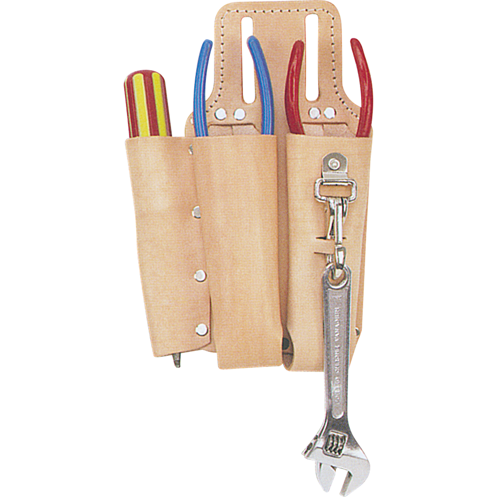 Porte-outils pour monteur de ligne, Porte-outil multiple, Cuir, 3 Poches