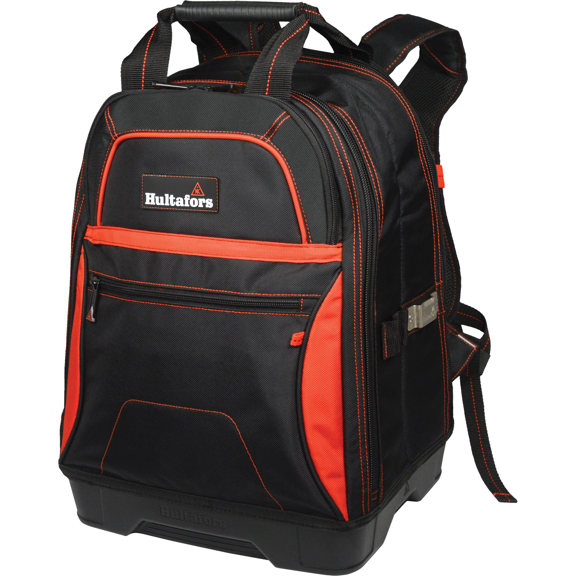 Sac à dos à outils à base moulée, Noir/Rouge, Balistique/Polyester