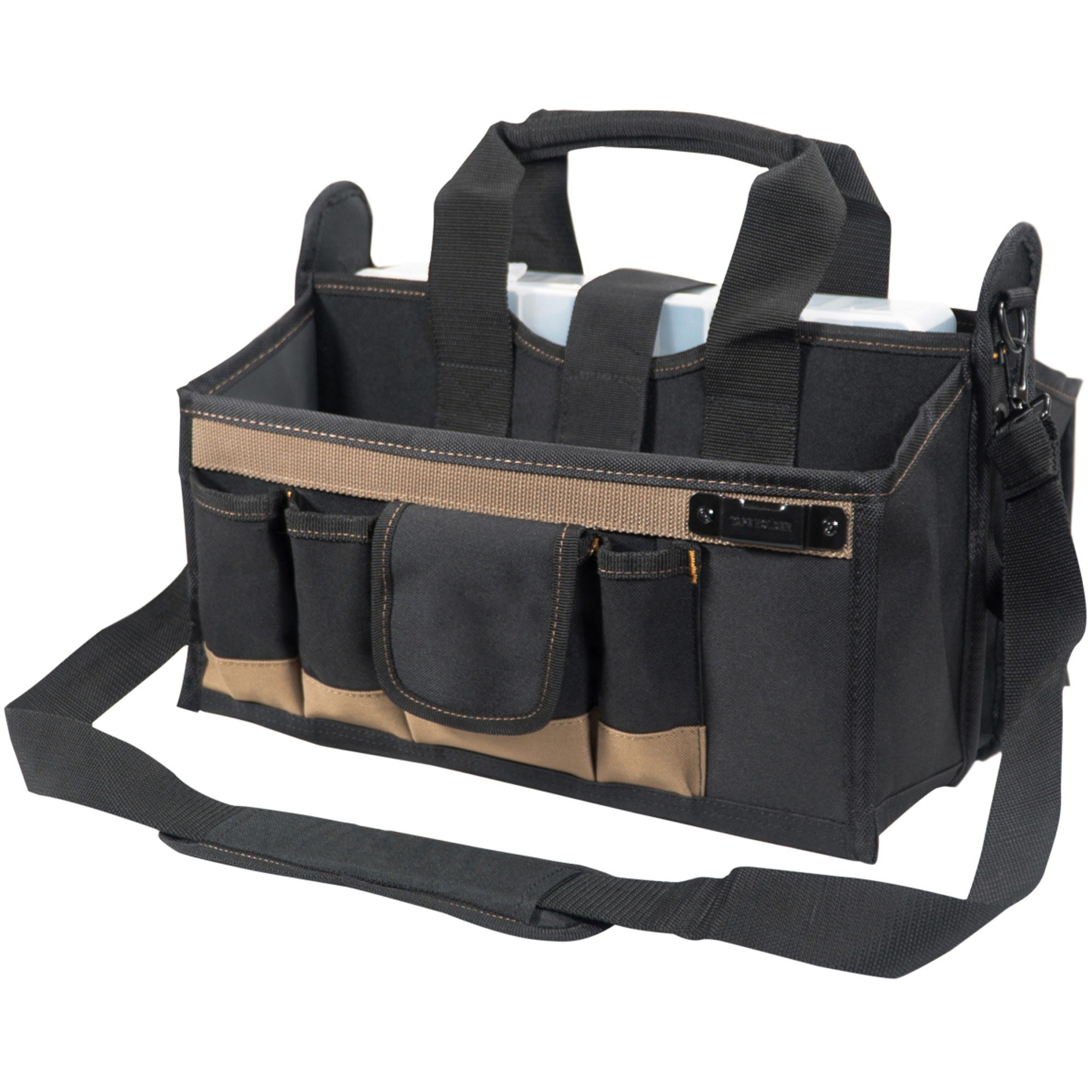 Sac à outils avec plateau central, Toile, 16 pochettes, Noir