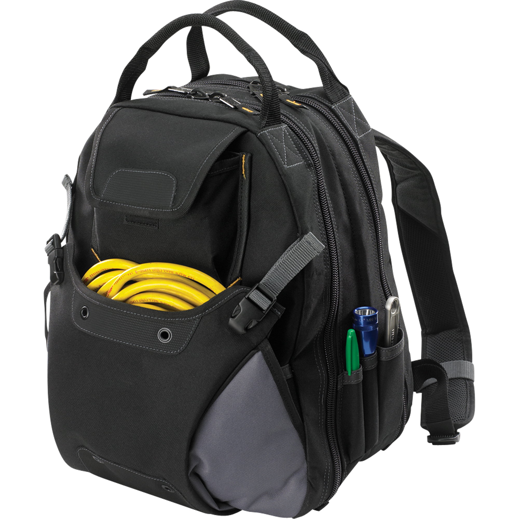 Sacs à dos pour outils à 44 pochettes, 16" lo x 13-1/4" la, Noir, Polyester