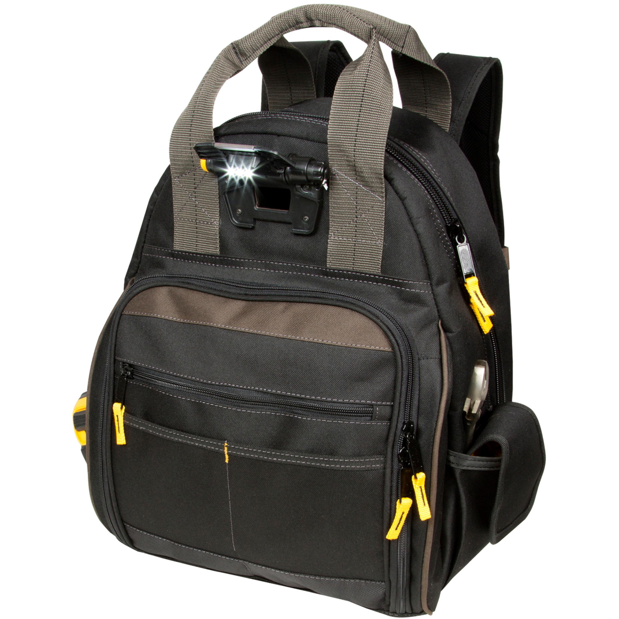 Sacs à dos pour outils TechgearMC à 53 pochettes, 16" lo x 13-1/4" la, Noir, Polyester