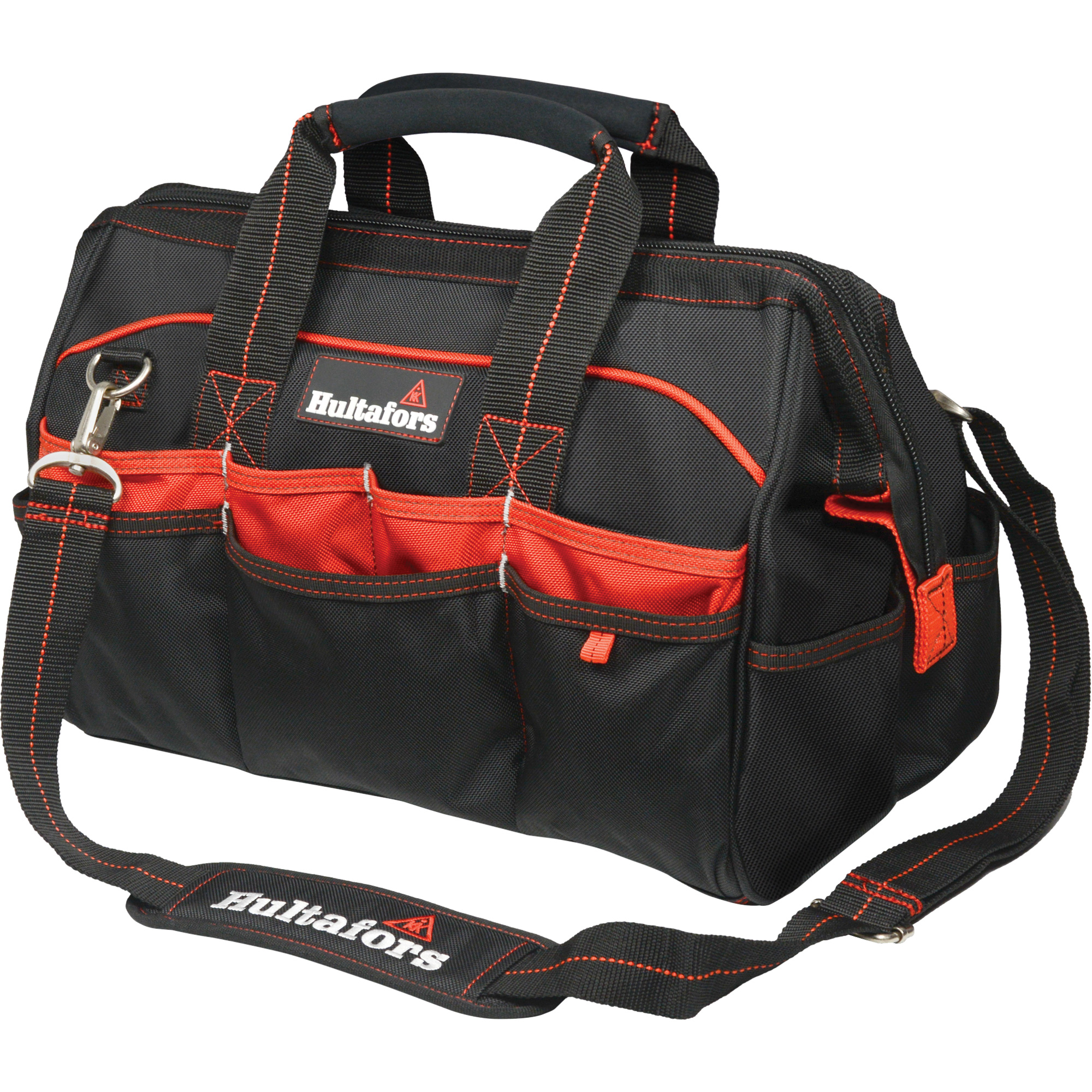 Sacs à outils pour ouvrier 16", Polyester balistique, Noir/Rouge
