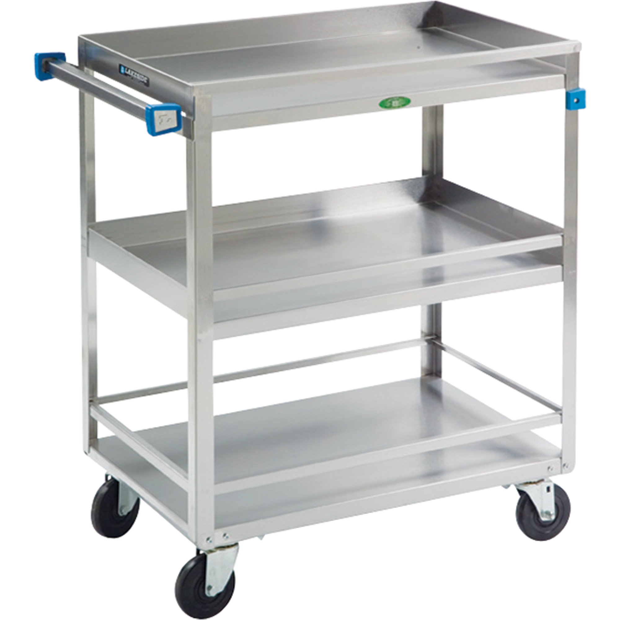 Chariots avec barres de retenue, 3 Tiers, 19" la x 34-3/4" h x 31" p, Capacité 500 lb