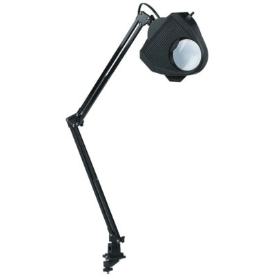 Lampe de travail avec loupe, 60 W, Fluorescent/Incandescente/DEL, Pince, Col 40", Noir