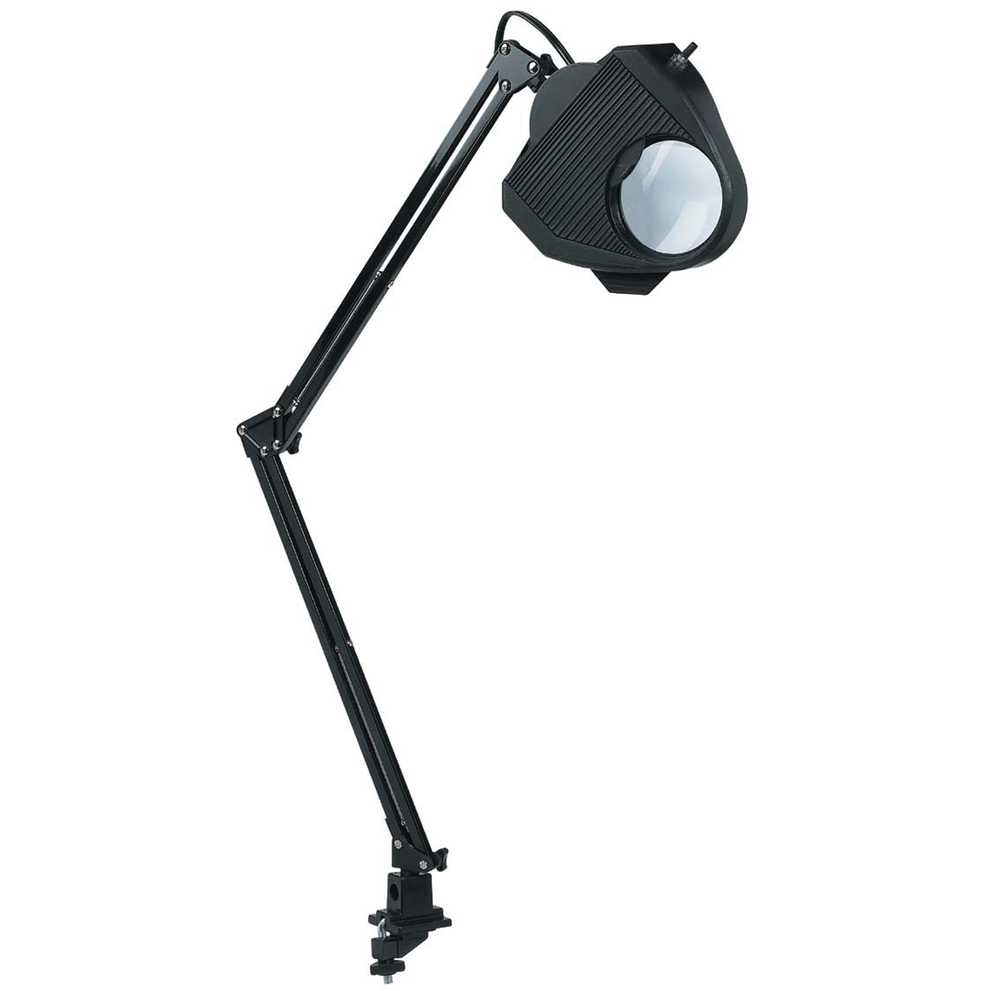 Lampe de travail avec loupe, 60 W, Fluorescent/Incandescente/DEL, Pince, Col 40", Noir
