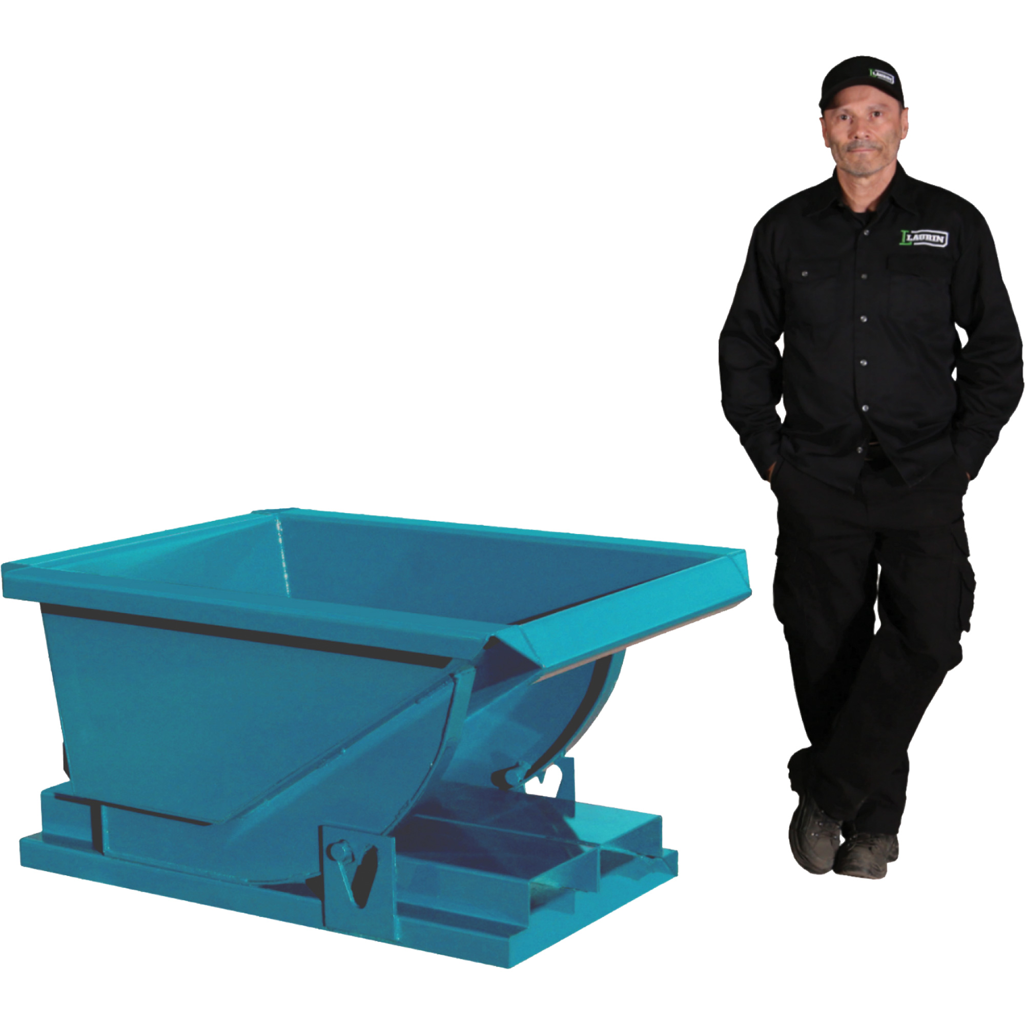 Conteneur autobasculeur extra robuste, Acier, 1/3 vg³, Bleu