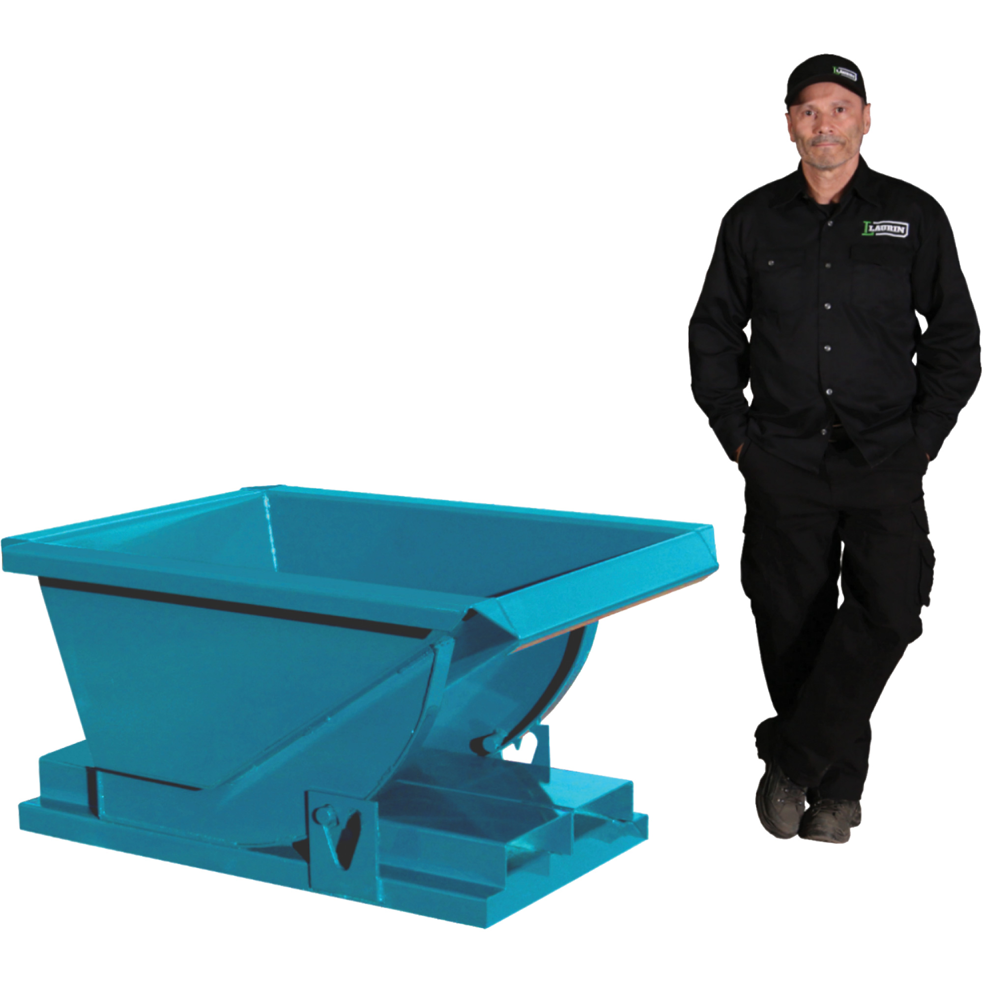 Conteneur autobasculeur extra robuste, Acier, 1/4 vg³, Bleu