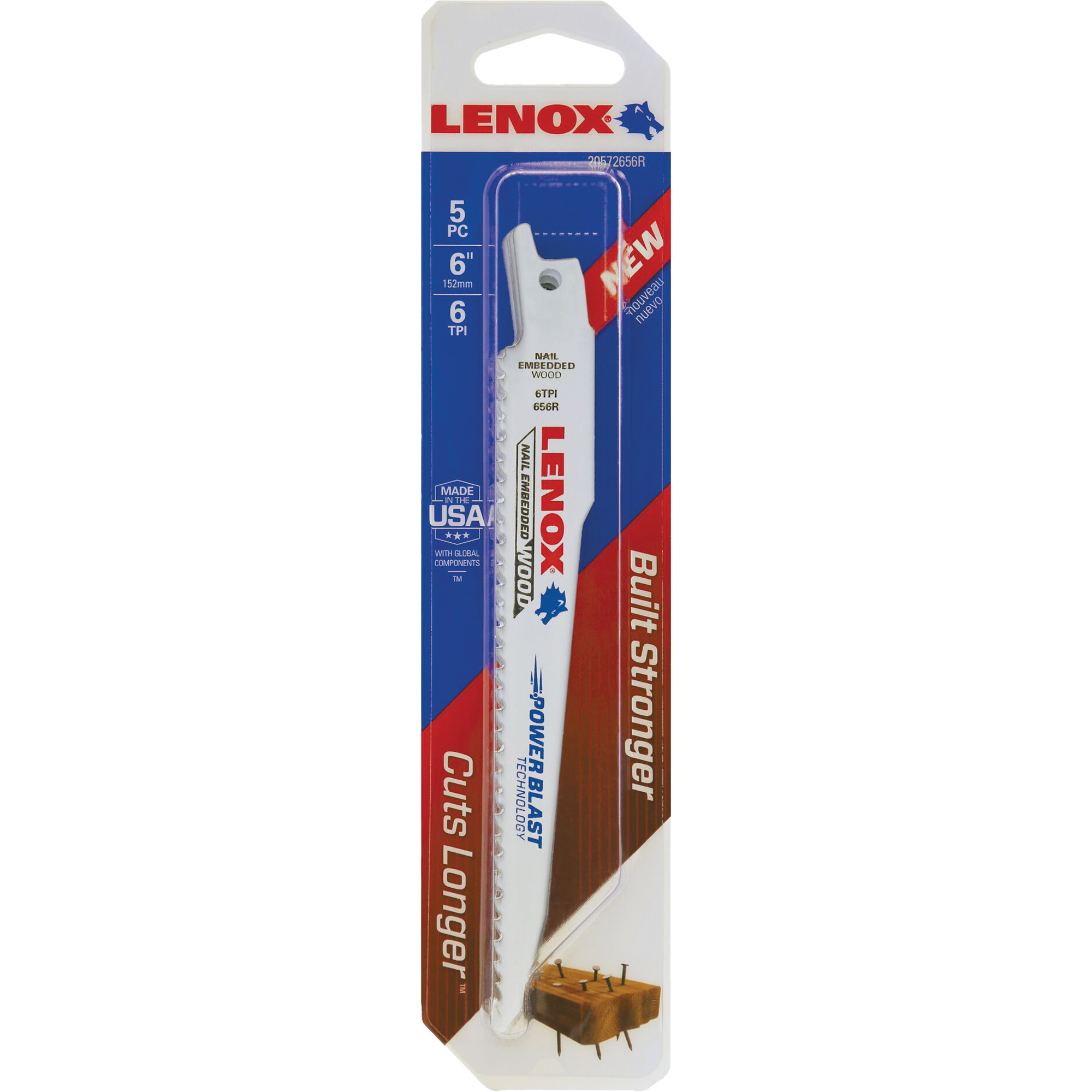 Lame de scie alternative pour la coupe du bois, Bimétal, 6 Dents par pouce, 6" lo x 7/16" la