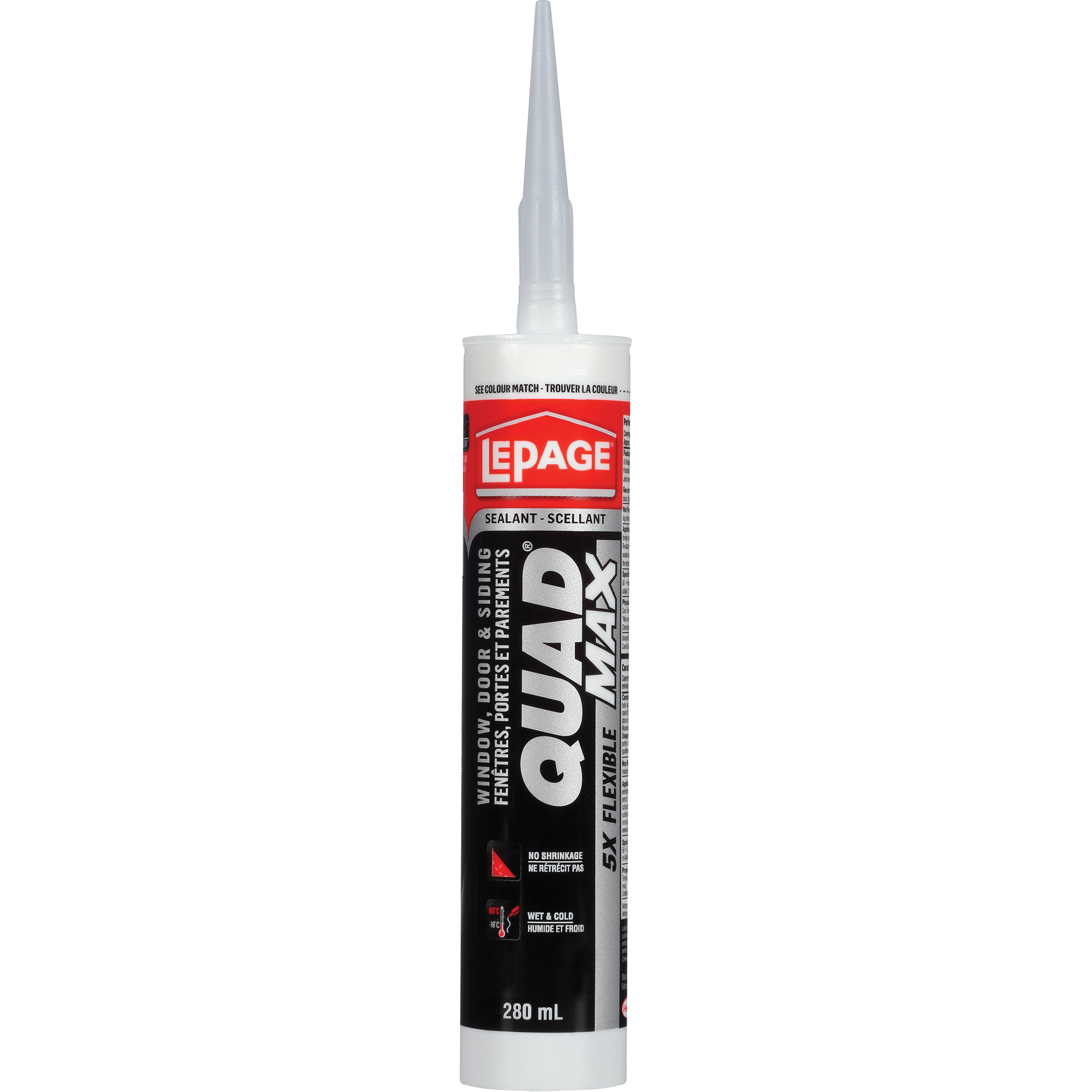 Scellant pour parements & fenêtres QuadMD Max, 280 ml, Tube, Blanc