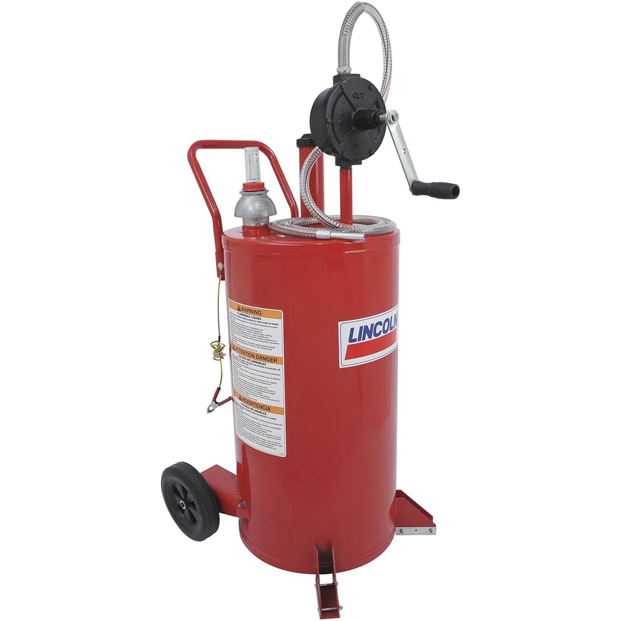 Chariot à carburant en acier de 25 gallons avec pompe rotative bidirectionnelle