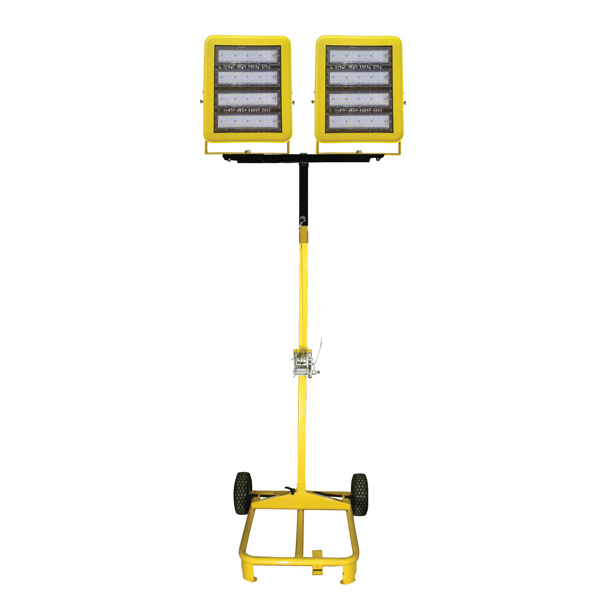 Chariot d'éclairage à deux têtes avec treuil, DEL, 400 W, 60 000 lumens, Boîtier en Aluminium