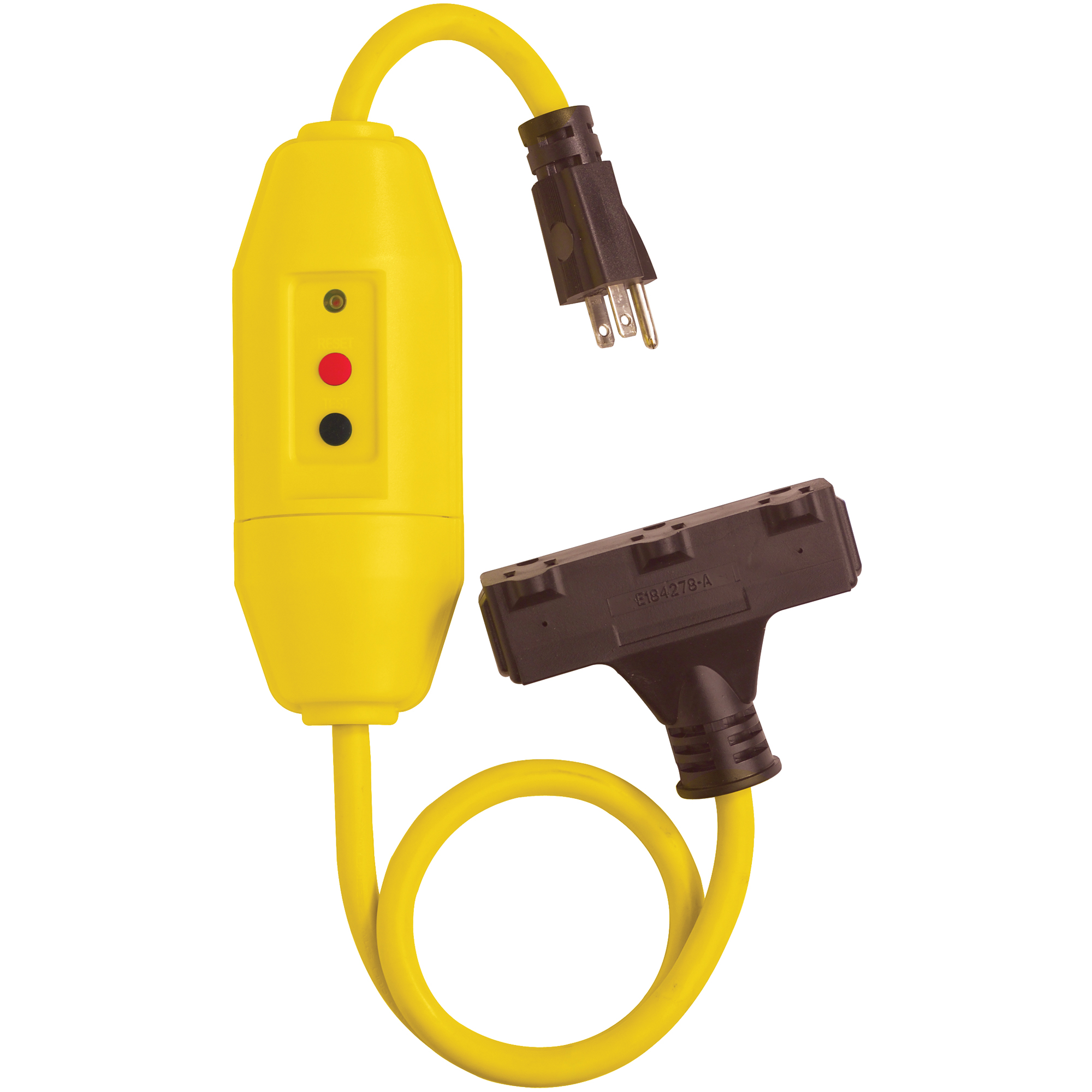Cordons à trois prises avec disjoncteur de fuite à la terre, 120 V, 15 A, Cordon de 2'