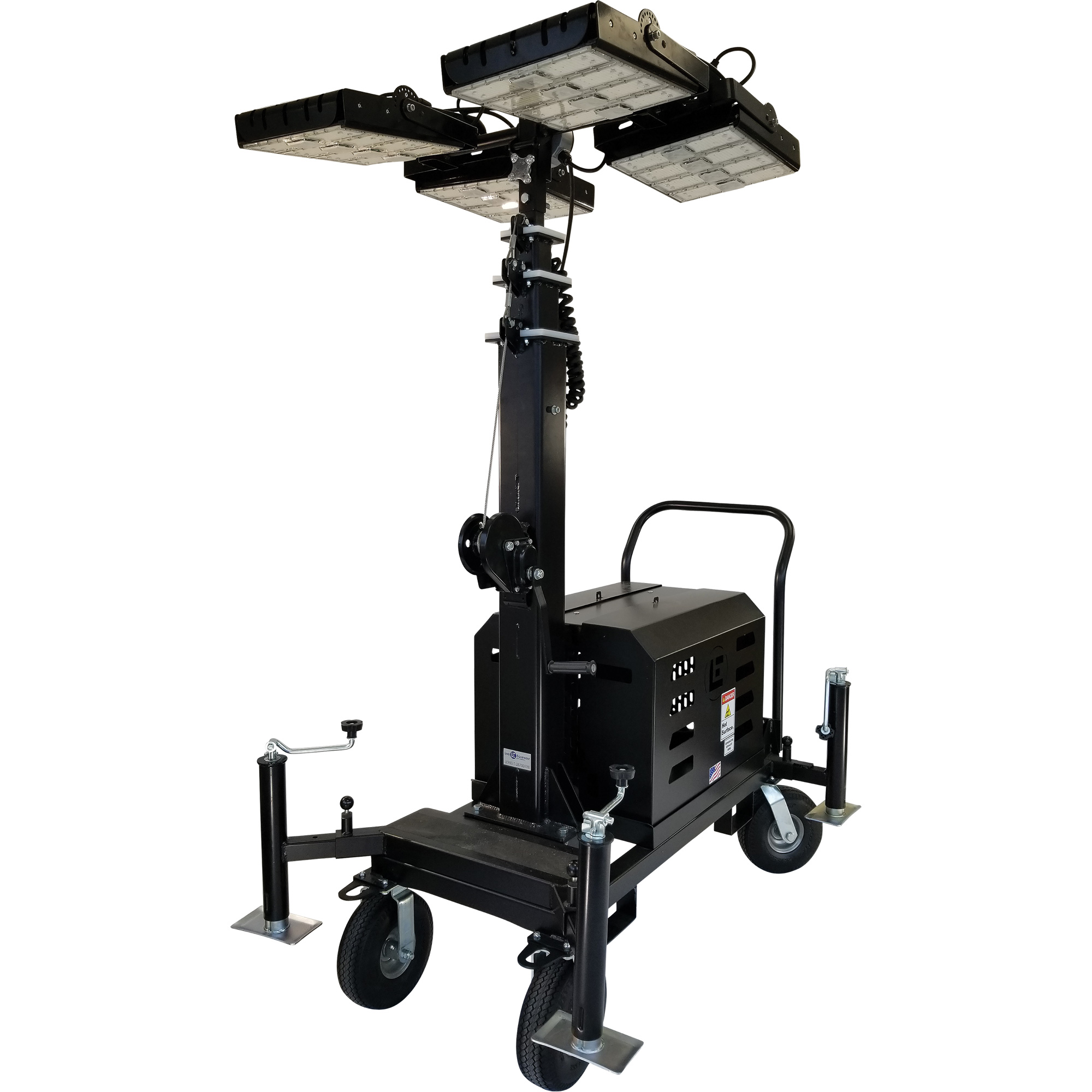 Tour d'éclairage avec quatre lampes DEL Beacon, Diesel/Électrique, 800 Watts, 120 000 Lumens, Hauteur de 17'