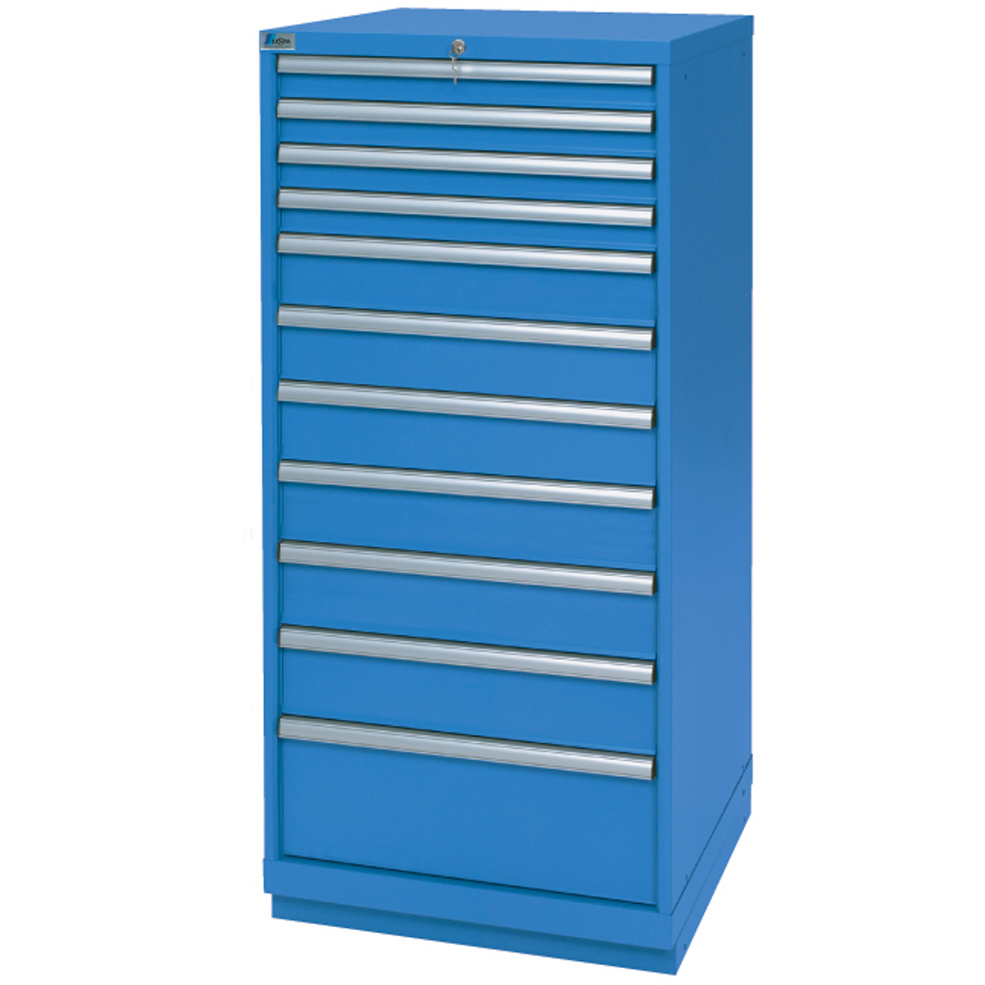 Armoires de rangement avec tiroirs, 11 tiroirs, 28-1/4" la x 28-1/2" p x 59-1/2" h, Bleu brillant