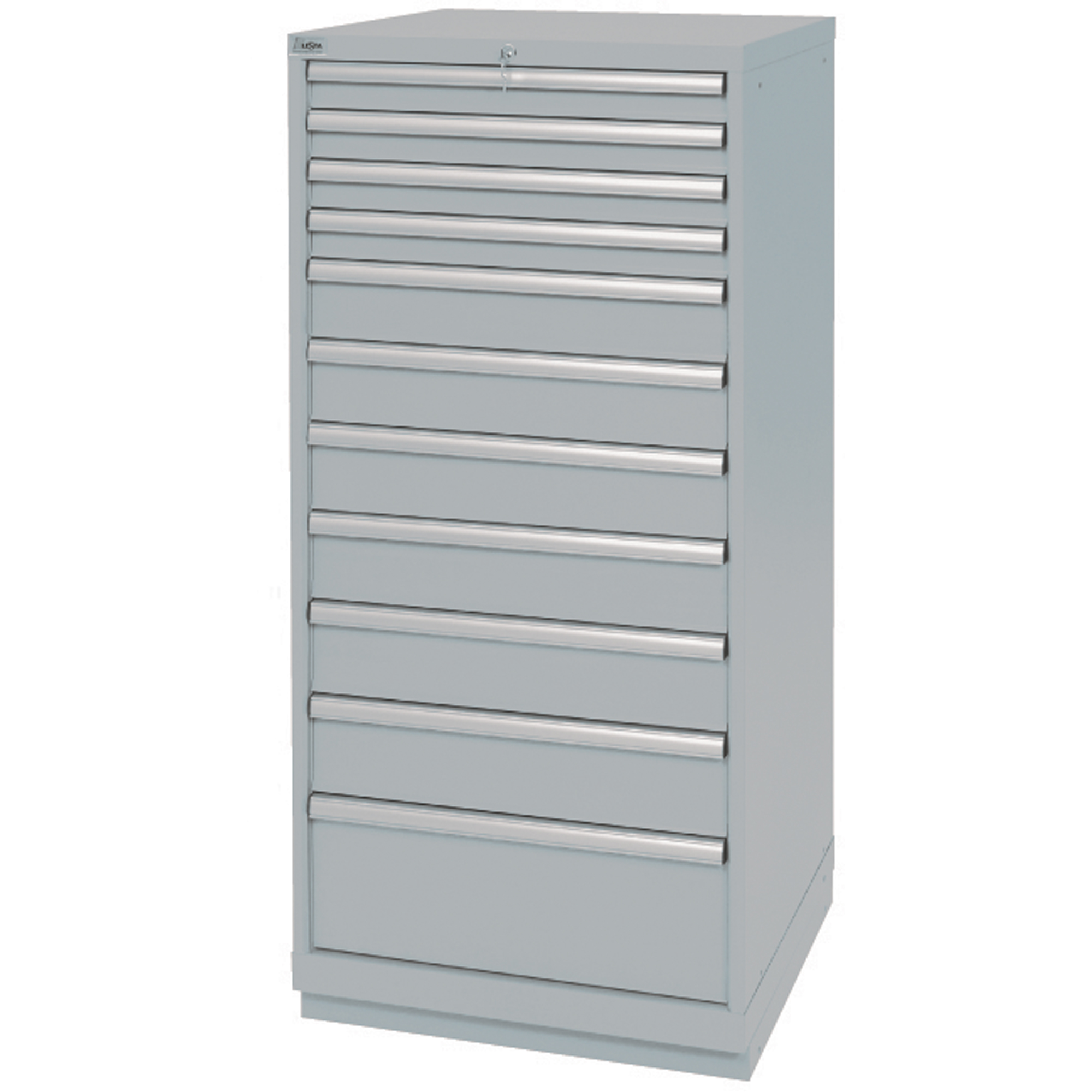 Armoires de rangement avec tiroirs, 11 tiroirs, 28-1/4" la x 28-1/2" p x 59-1/2" h, Gris