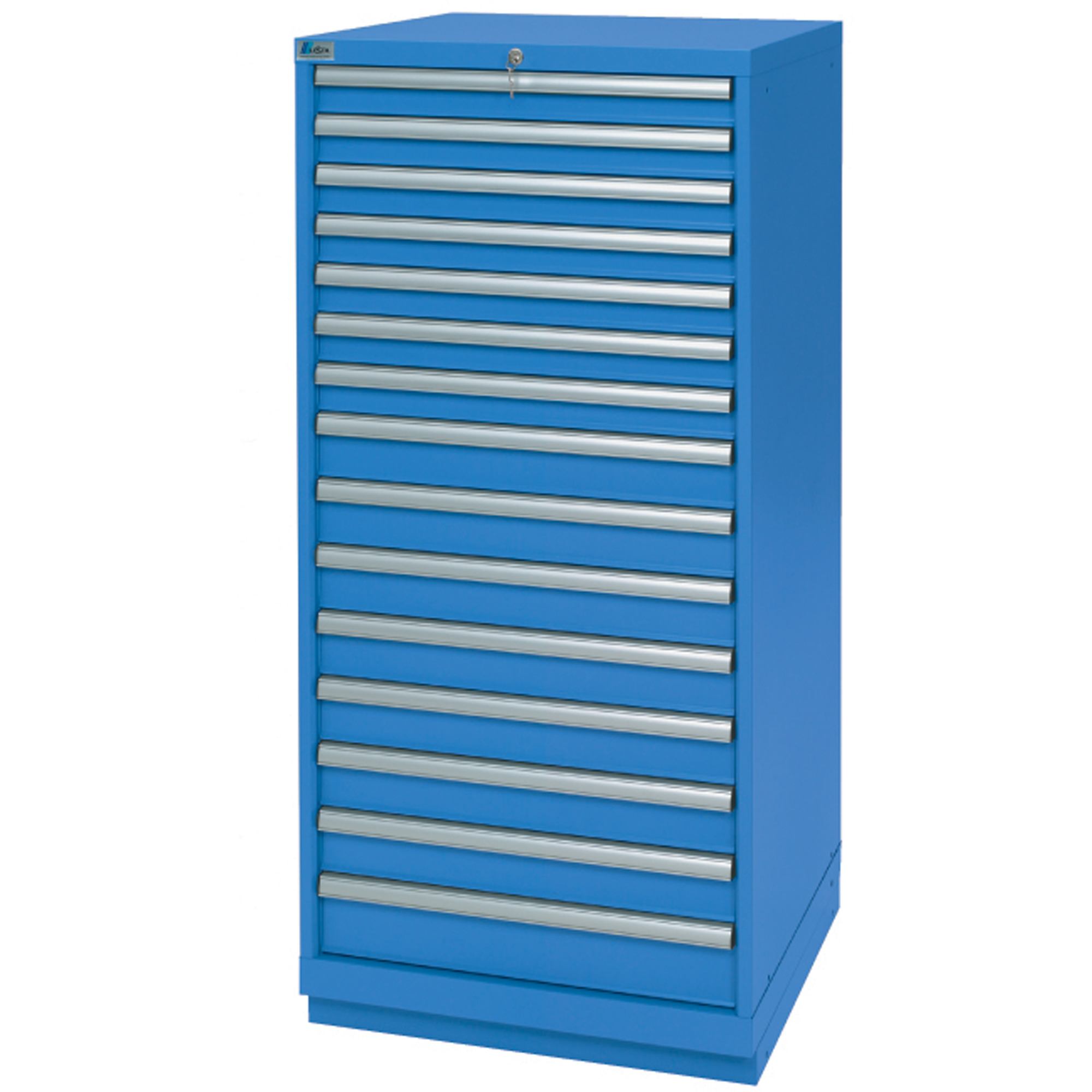 Armoires de rangement avec tiroirs, 15 tiroirs, 28-1/4" la x 28-1/2" p x 59-1/2" h, Bleu brillant