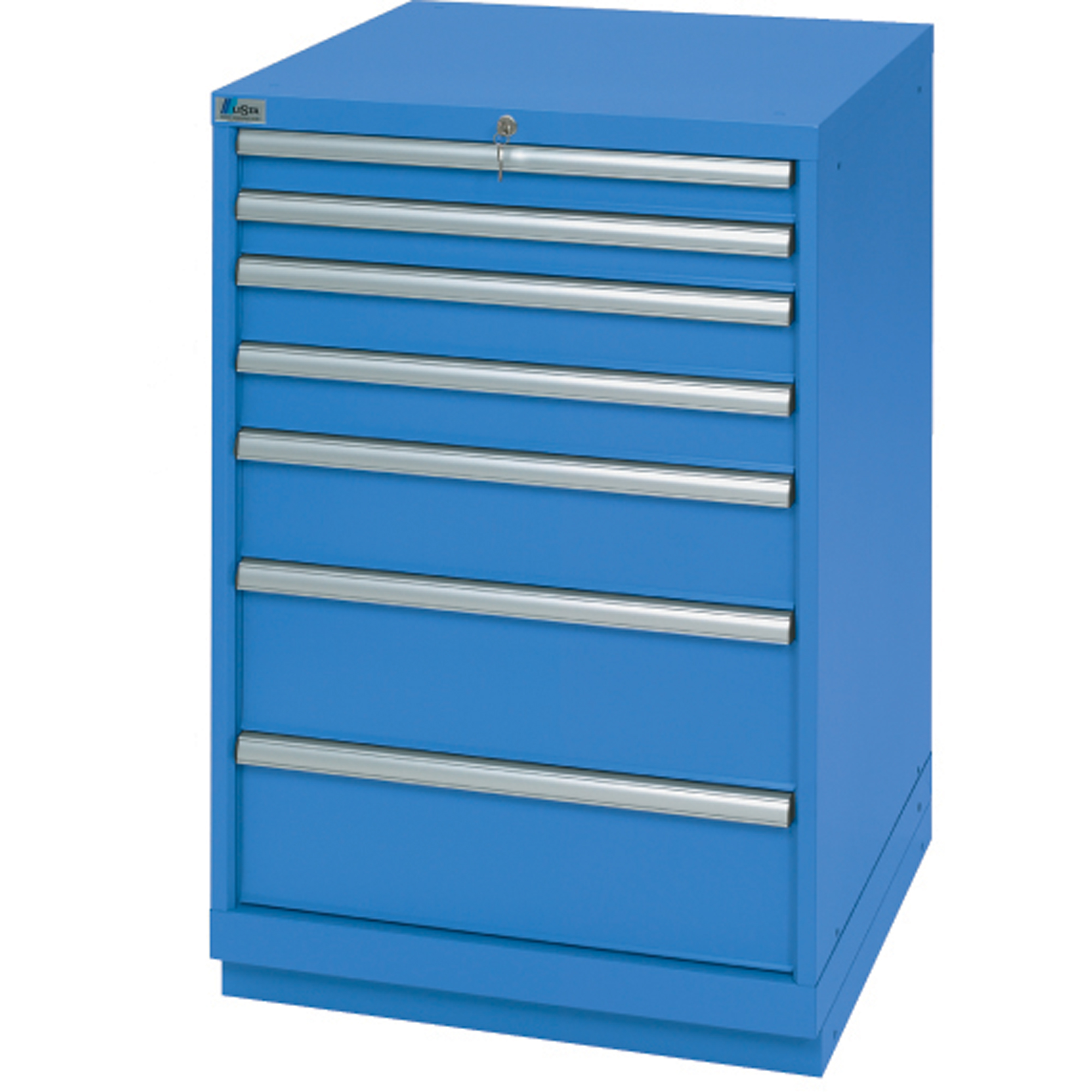 Armoires de rangement avec tiroirs, 7 tiroirs, 28-1/4" la x 28-1/2" p x 41-3/4" h, Bleu brillant