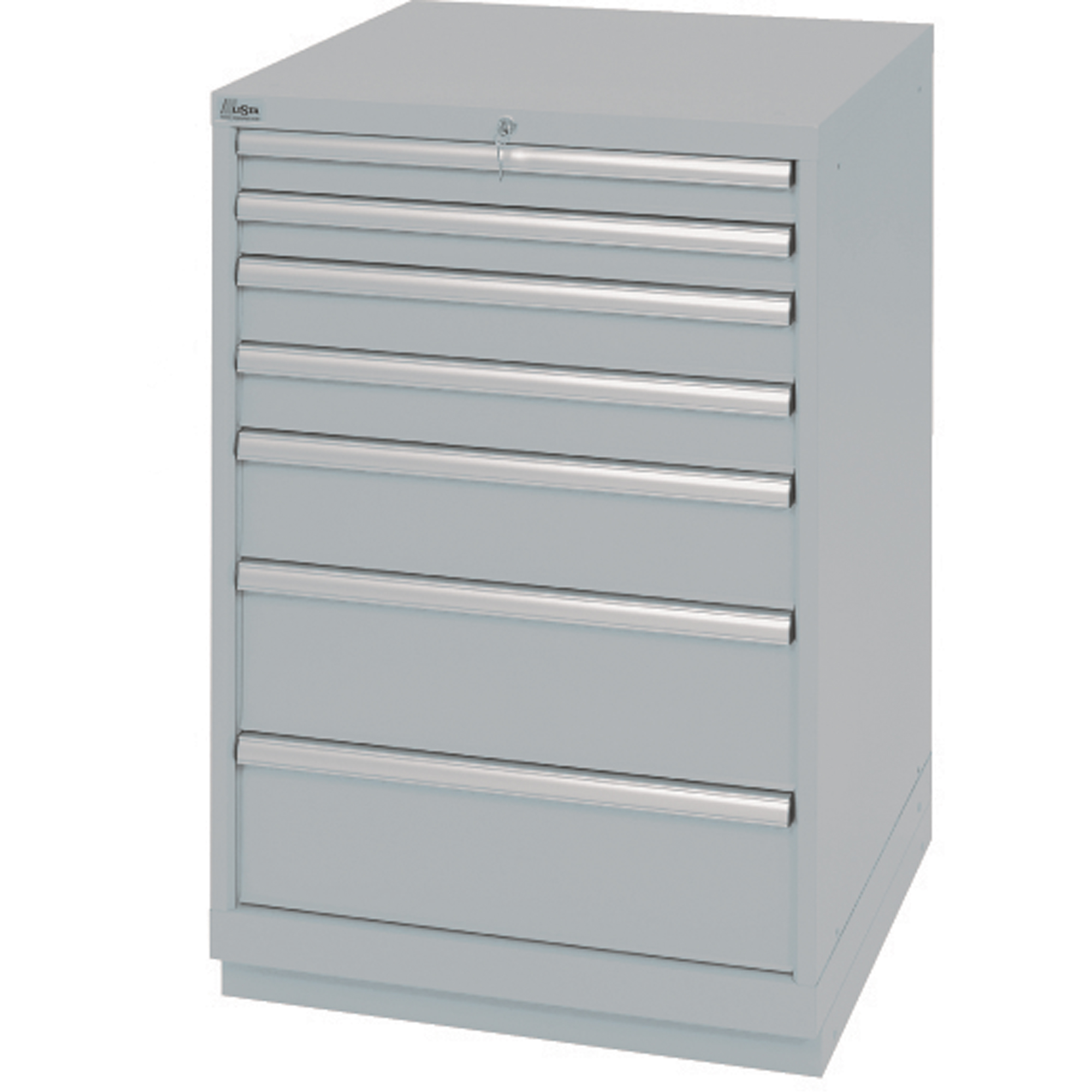 Armoires de rangement avec tiroirs, 7 tiroirs, 28-1/4" la x 28-1/2" p x 41-3/4" h, Gris