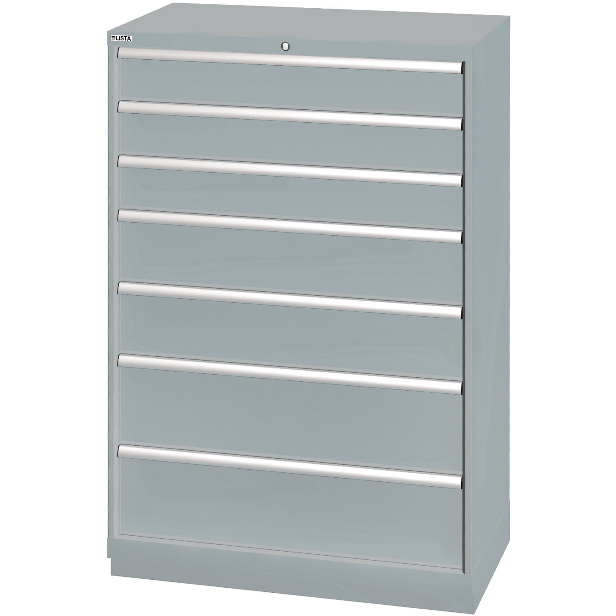 Armoires de rangement avec tiroirs, 7 tiroirs, 40-1/4" la x 22-1/2" p x 59-1/2" h, Gris