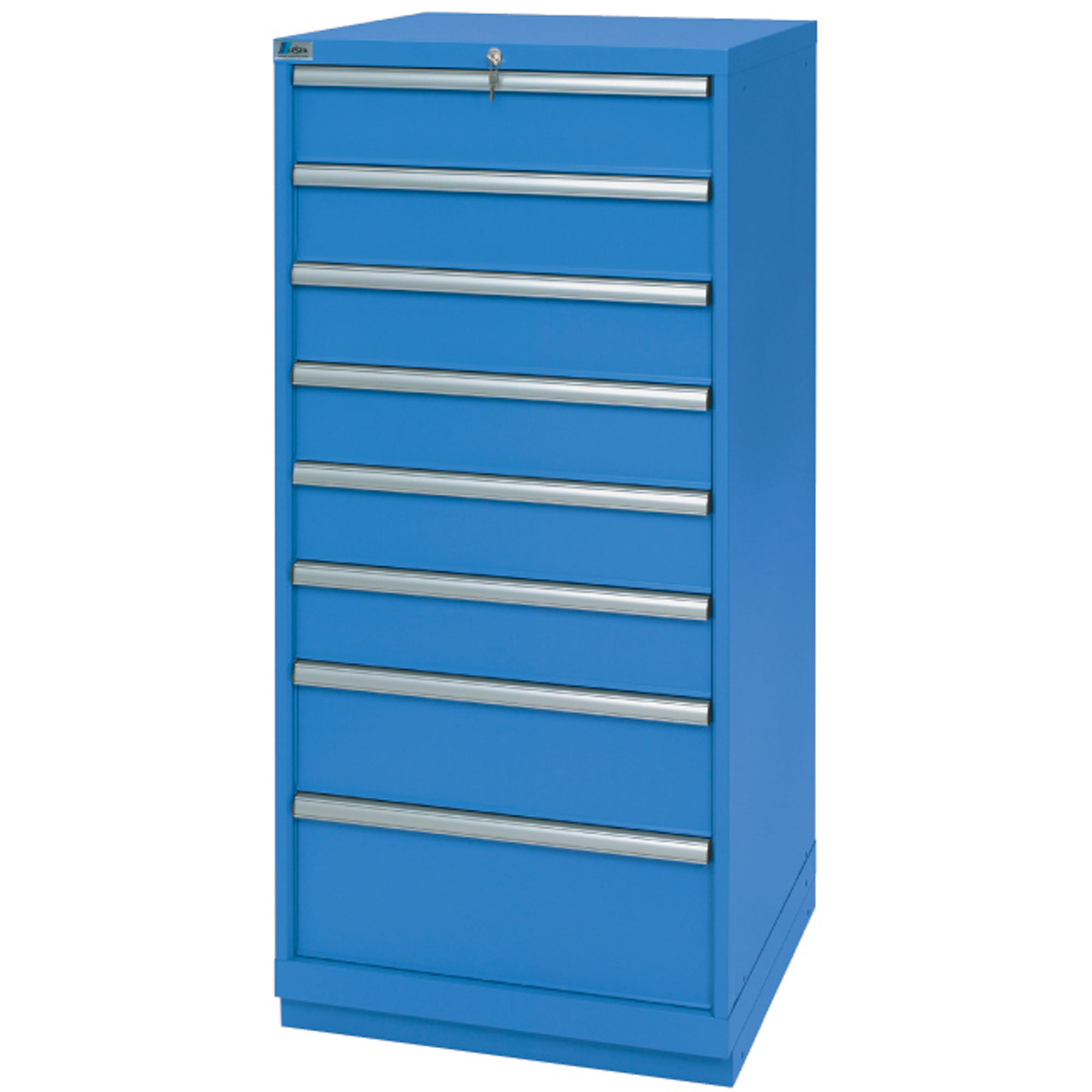 Armoires de rangement avec tiroirs, 8 tiroirs, 28-1/4" la x 28-1/2" p x 59-1/2" h, Bleu brillant