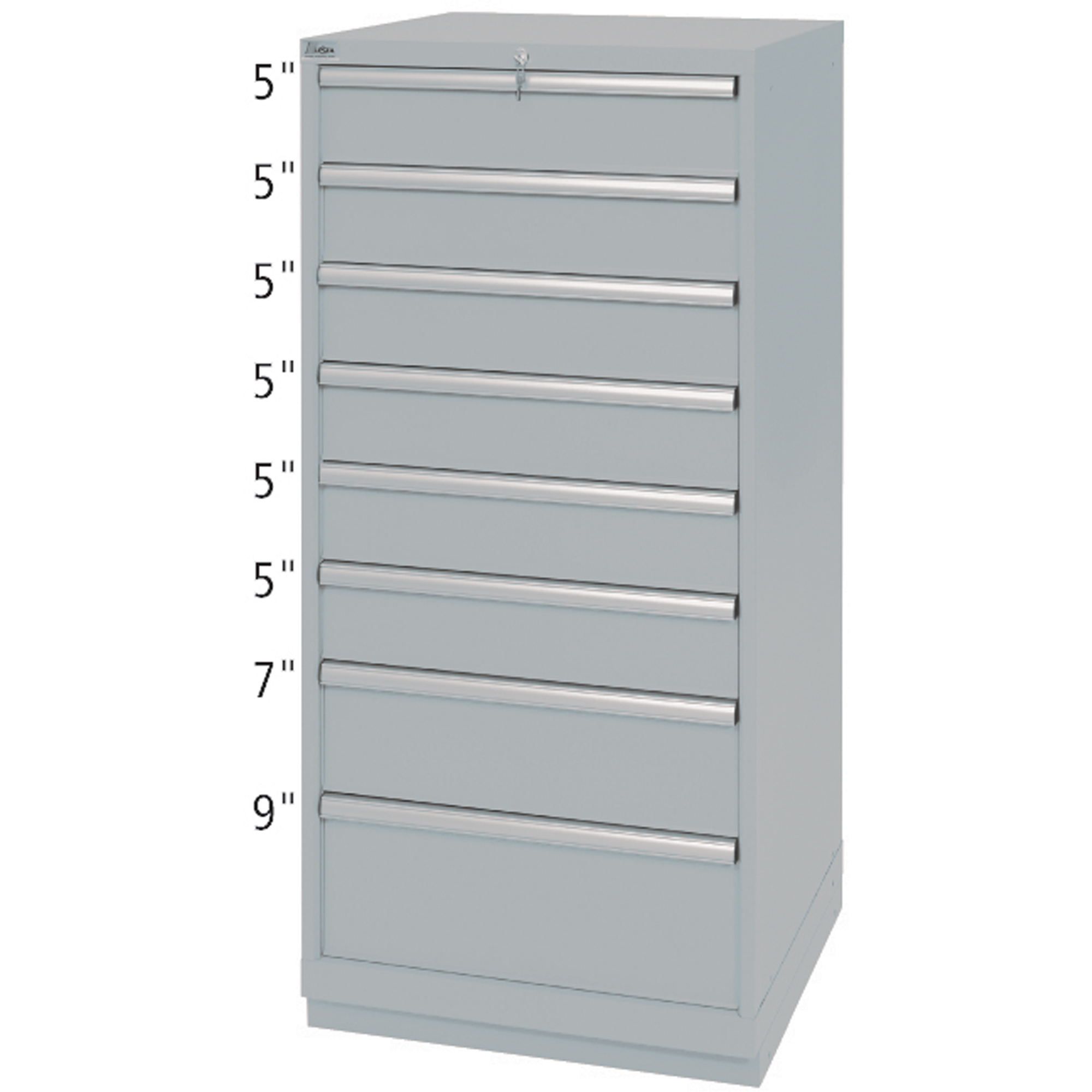 Armoires de rangement avec tiroirs, 8 tiroirs, 28-1/4" la x 28-1/2" p x 59-1/2" h, Gris