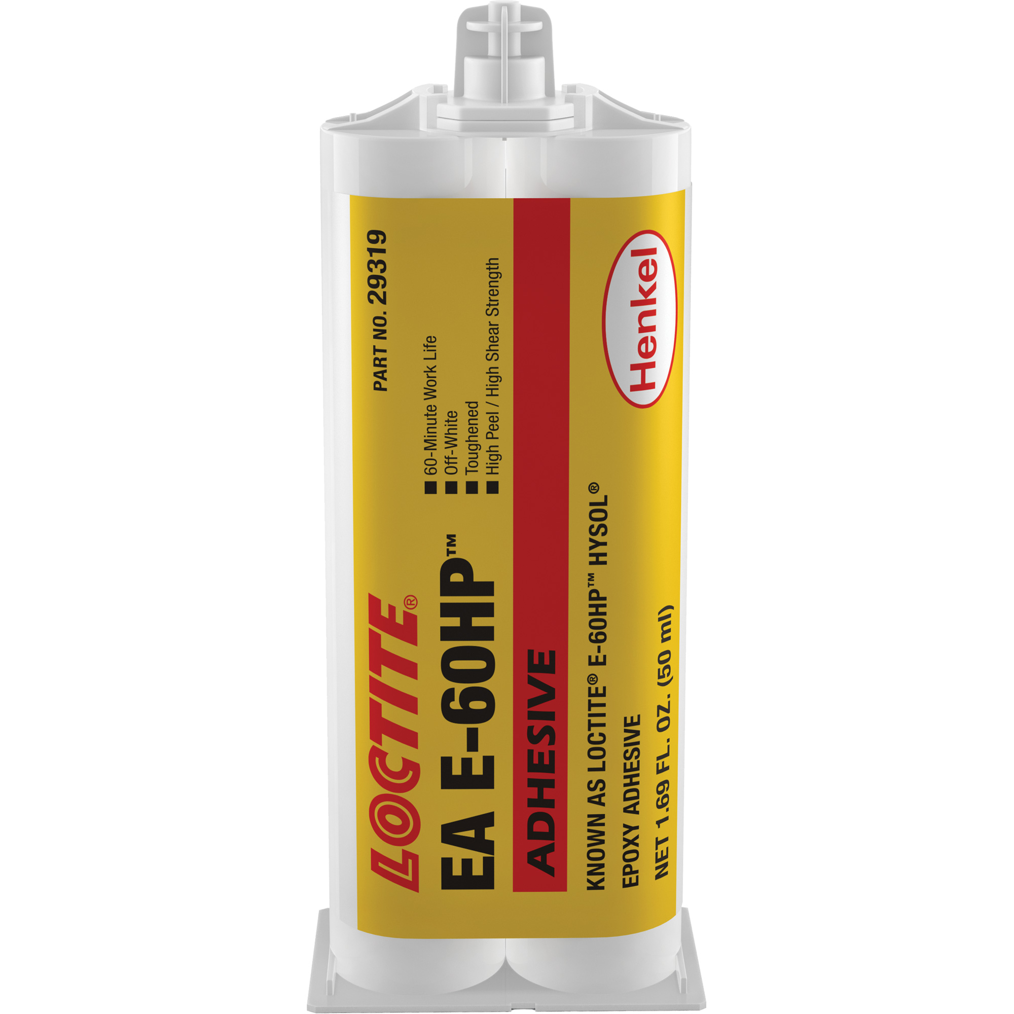 Adhésif époxyde E-60HPMC HysolMD, 50 ml, Cartouche double, Deux composants, Blanc cassé