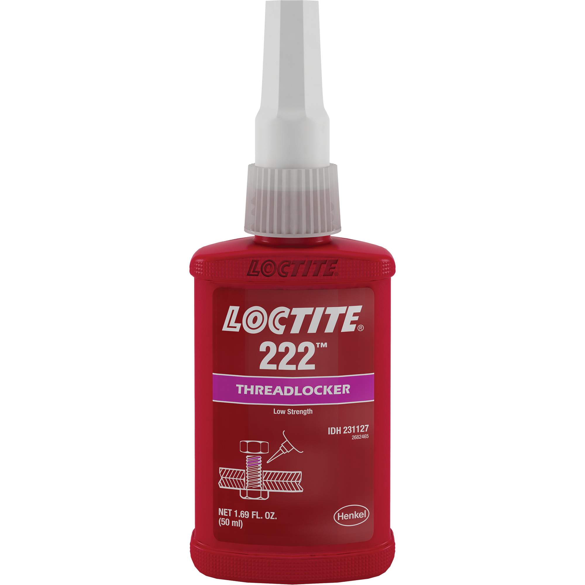 Adhésif frein-filet 222, Mauve, Basse, 50 ml, Bouteille