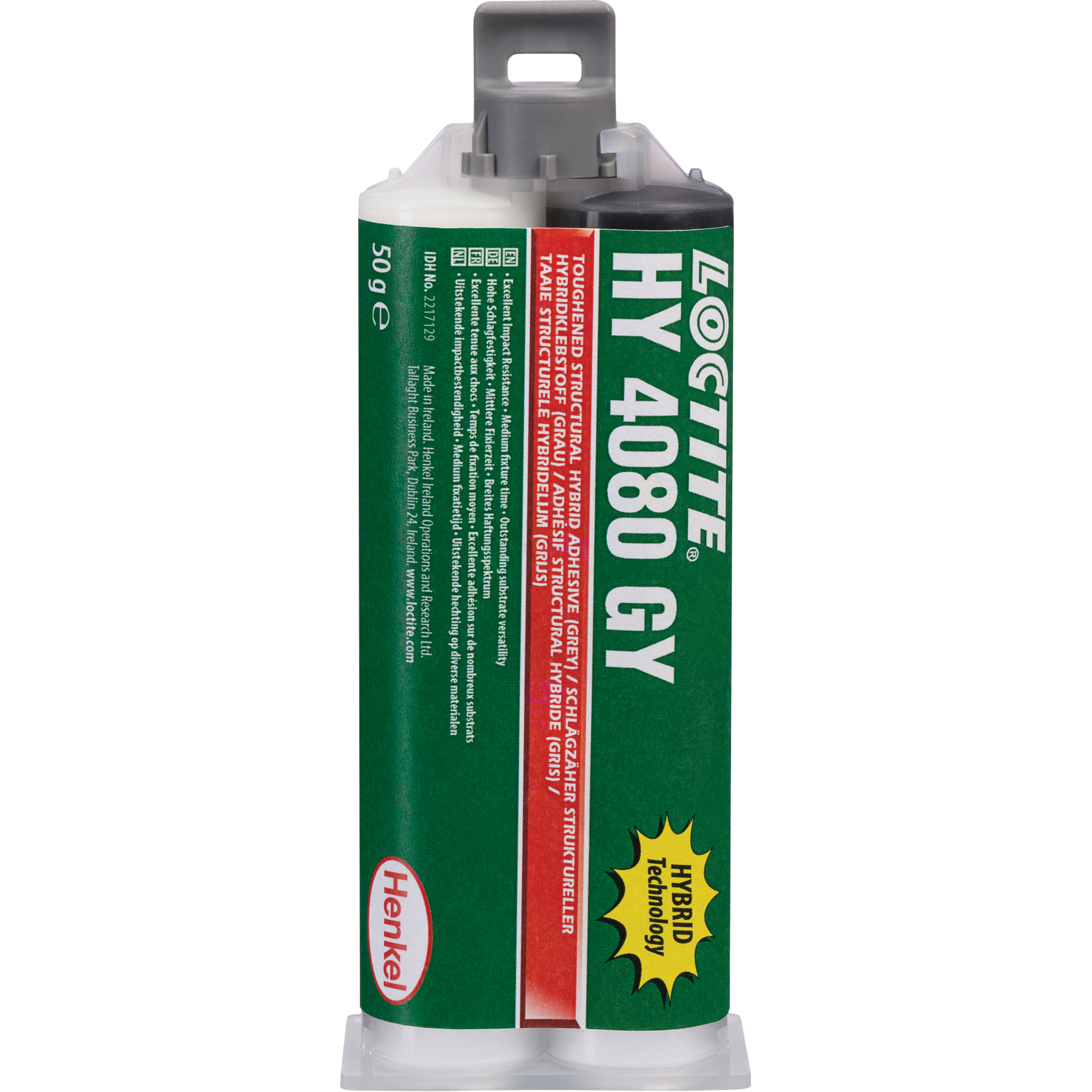 Adhésif hybride pour réparations structurales HY 4080 GYMC, Deux composants, Cartouche double, 50 g, Gris