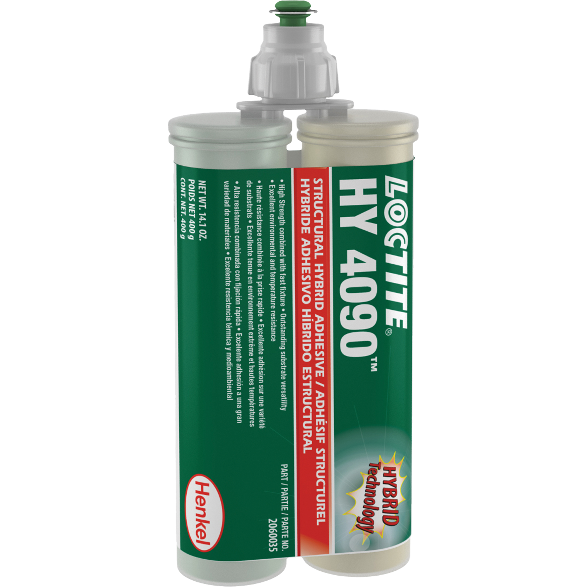 Adhésif hybride pour réparations structurales HY 4090MC, Deux composants, Cartouche double, 400 g, Blanc cassé