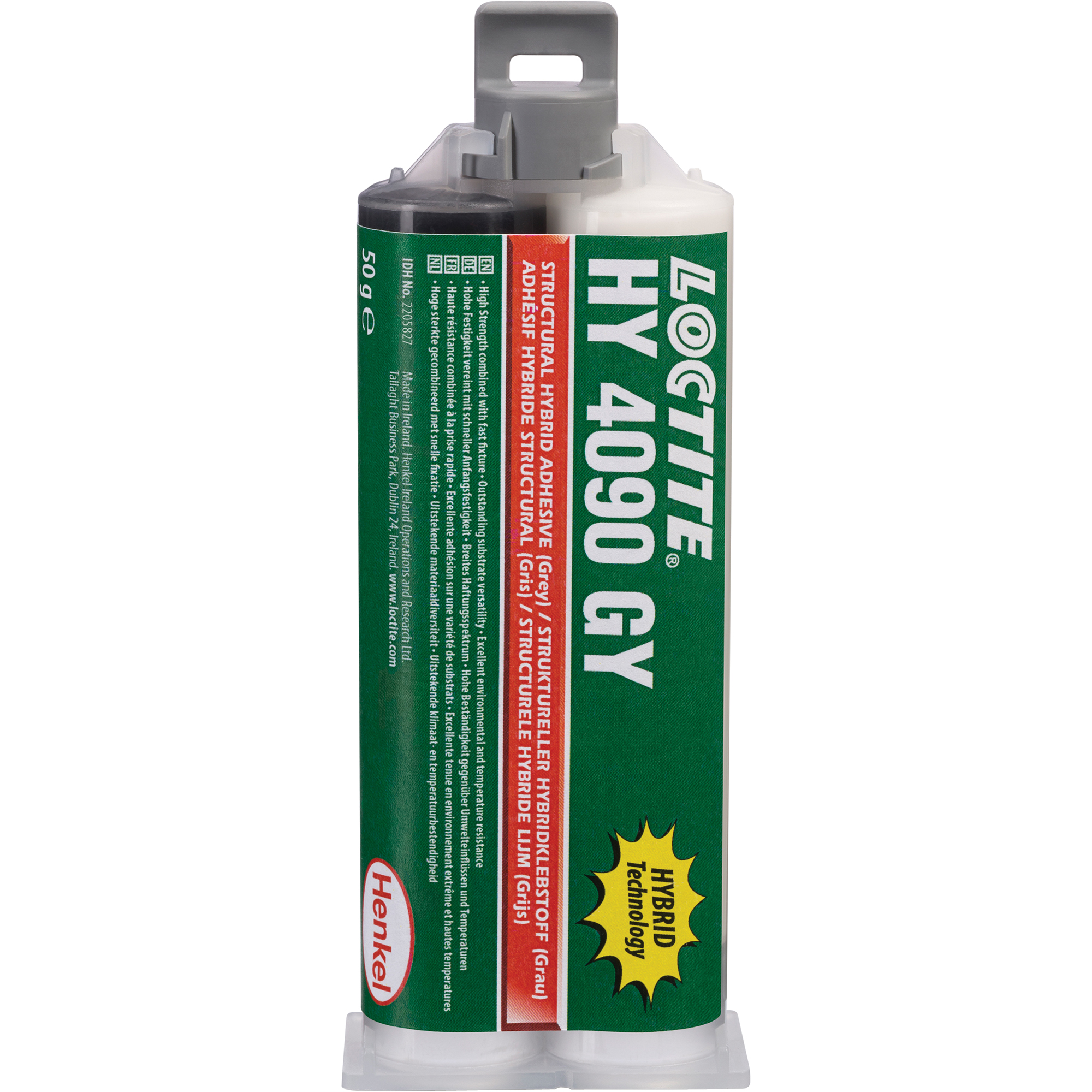 Adhésif hybride pour réparations structurales HY 4090 GYMC, Deux composants, Cartouche double, 50 g, Gris