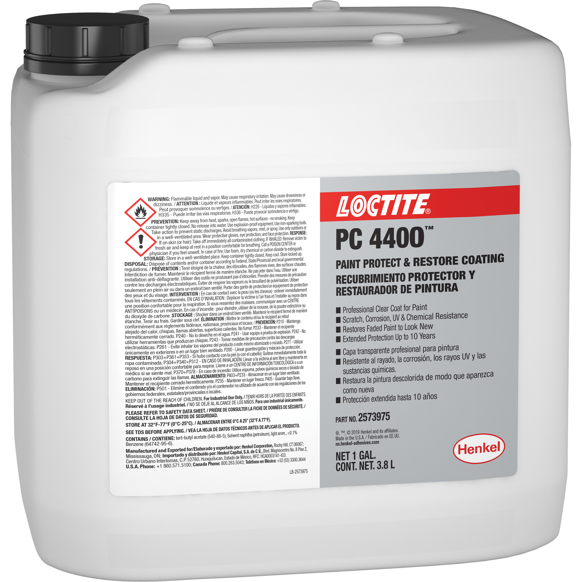 Apprêt de protection et de restauration de la peinture PC 4400, 3,8 L, Cruche, Transparent