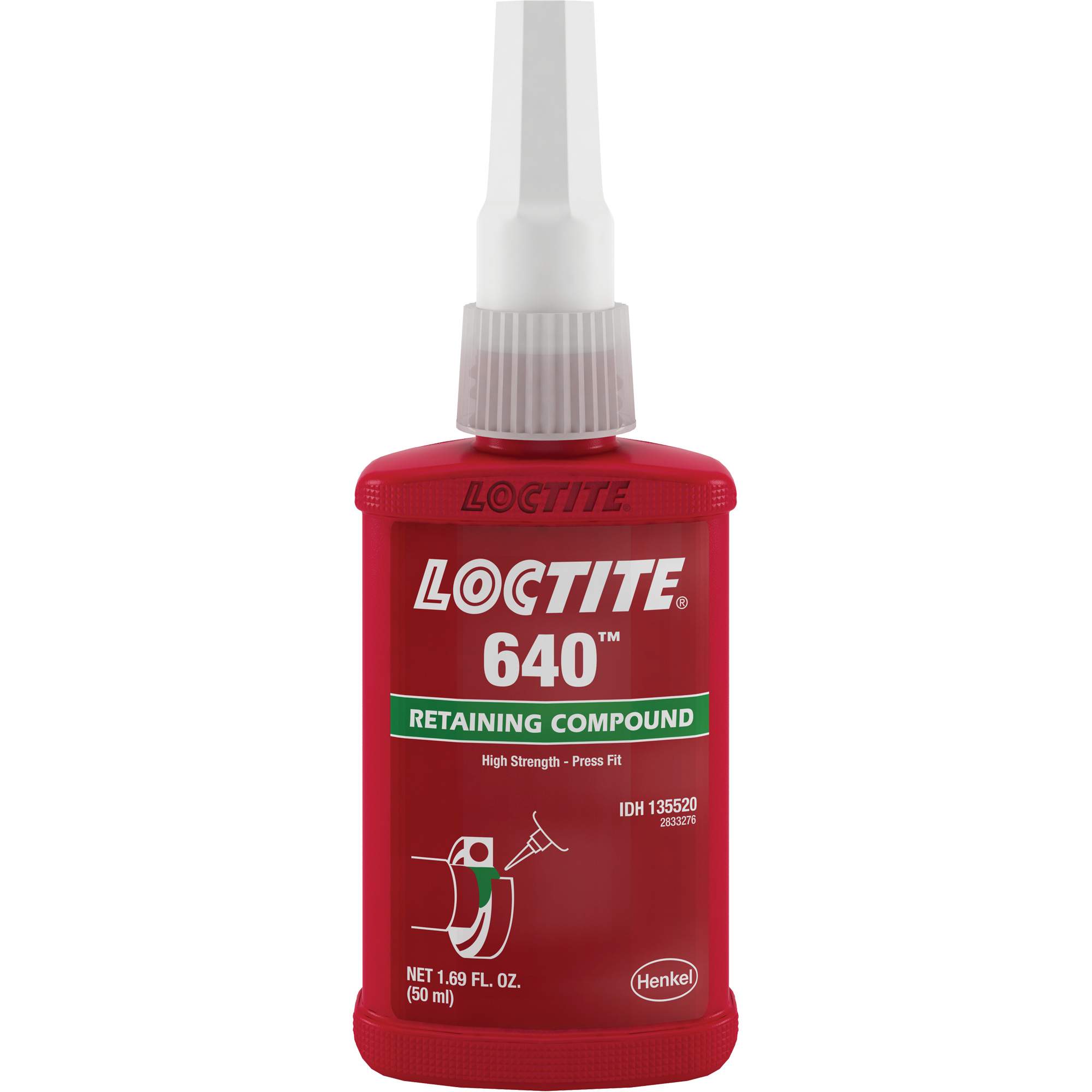 Composé de retenue 640 résistance moyenne/haute température, 50 ml, Bouteille, Vert