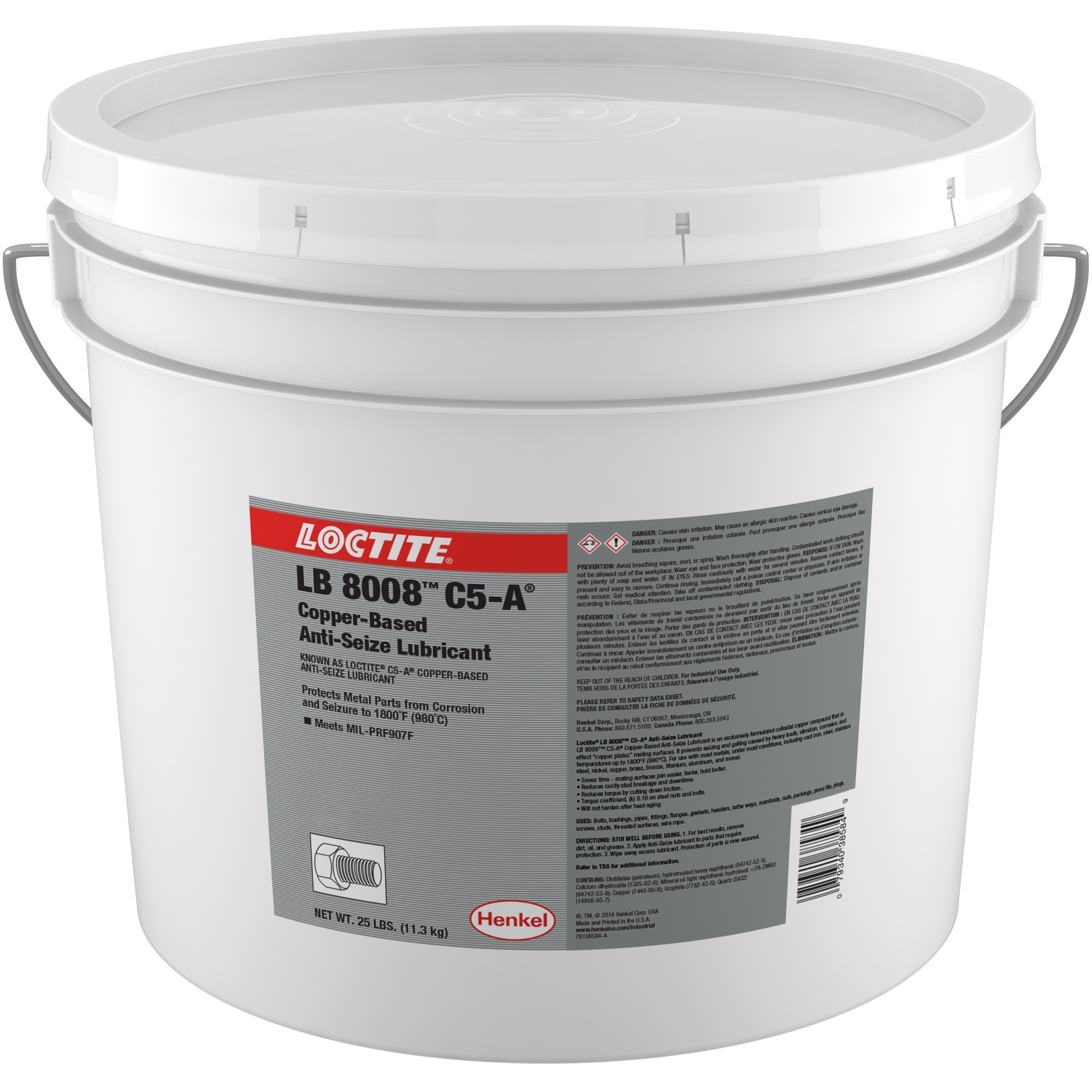 Lubrifiant antiblocage au cuivre LB 8008 C5-A, 25 lb, Seau, 1800°F (982°C) Température max.
