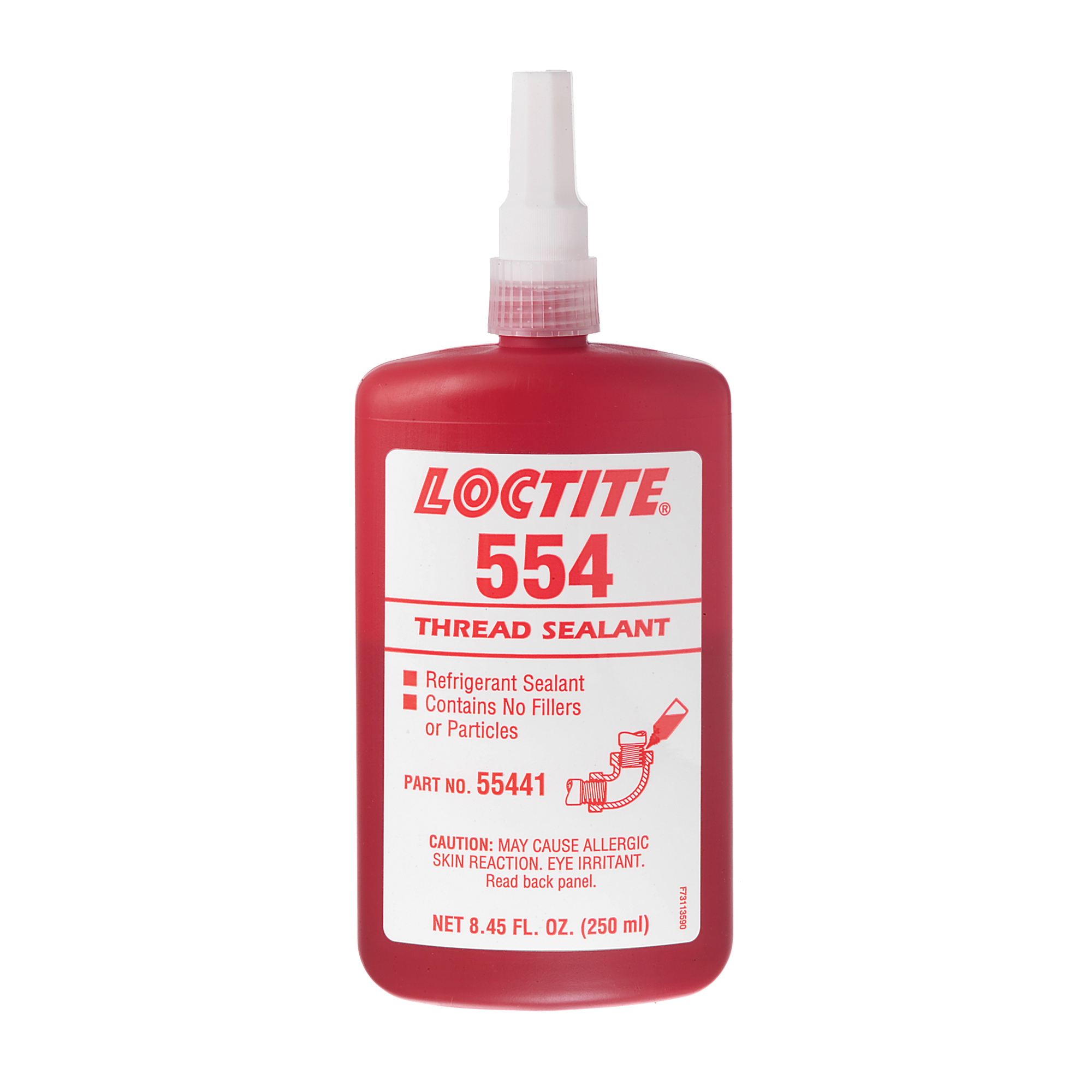 Produit d'étanchéité pour raccords filetés 554MC, Bouteille, 10 ml, -53,89° C - 148,89° C/-65°F - 300°F