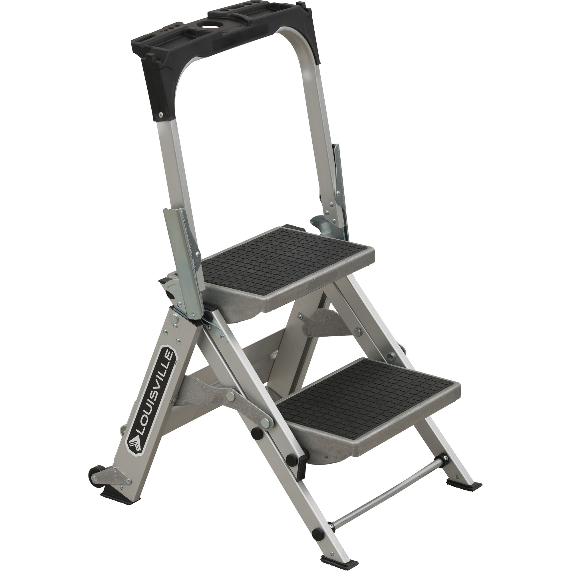 Échelle escabeau avec roues pivotantes, 2 marches, 23" x 21" x Hauteur 34,50"