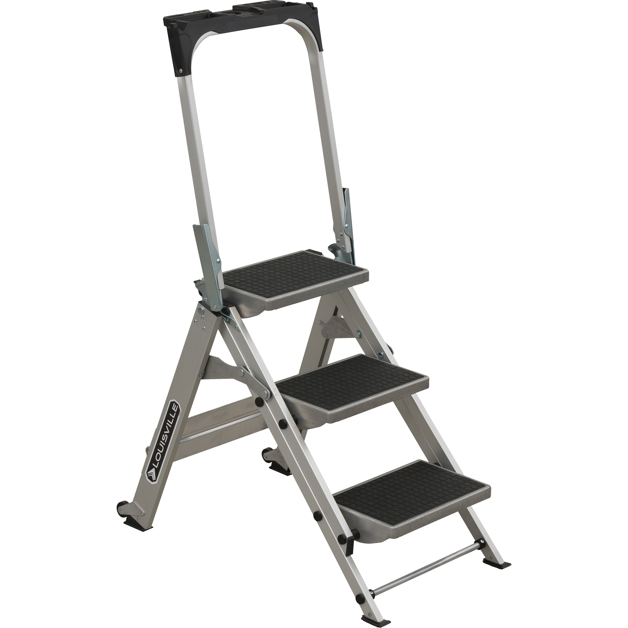 Échelle escabeau avec roues pivotantes, 3 marches, 34" x 22" x Hauteur 50,75"