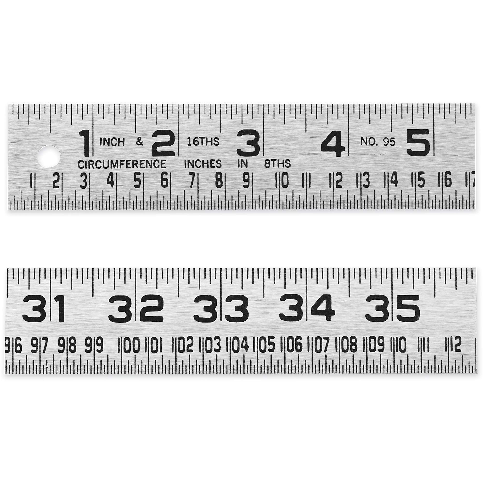 Règle de circonférence pour ferblantier, 4' lo, Acier, Graduations de 1/16"
