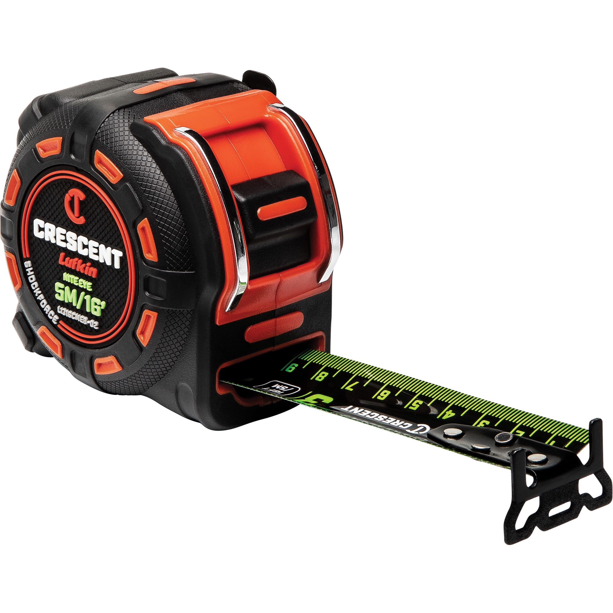 Ruban à mesurer ShockforceMC NITE EYE, 1-1/4" x 16'/5 m, Marques de goujon Métrique/SAE