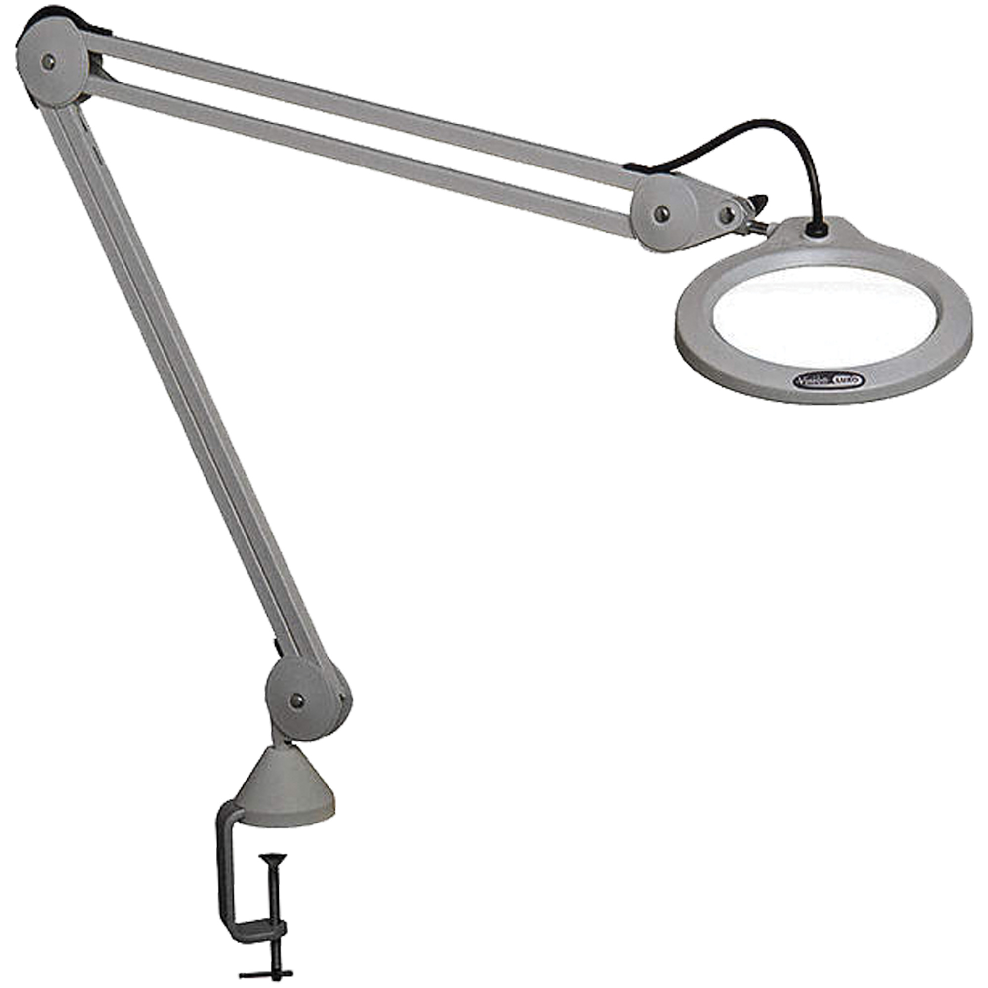 Lampe grossissante, Dioptrie 5, Ampoule DEL, Bras de 45", Pinces serre-joints, Gris