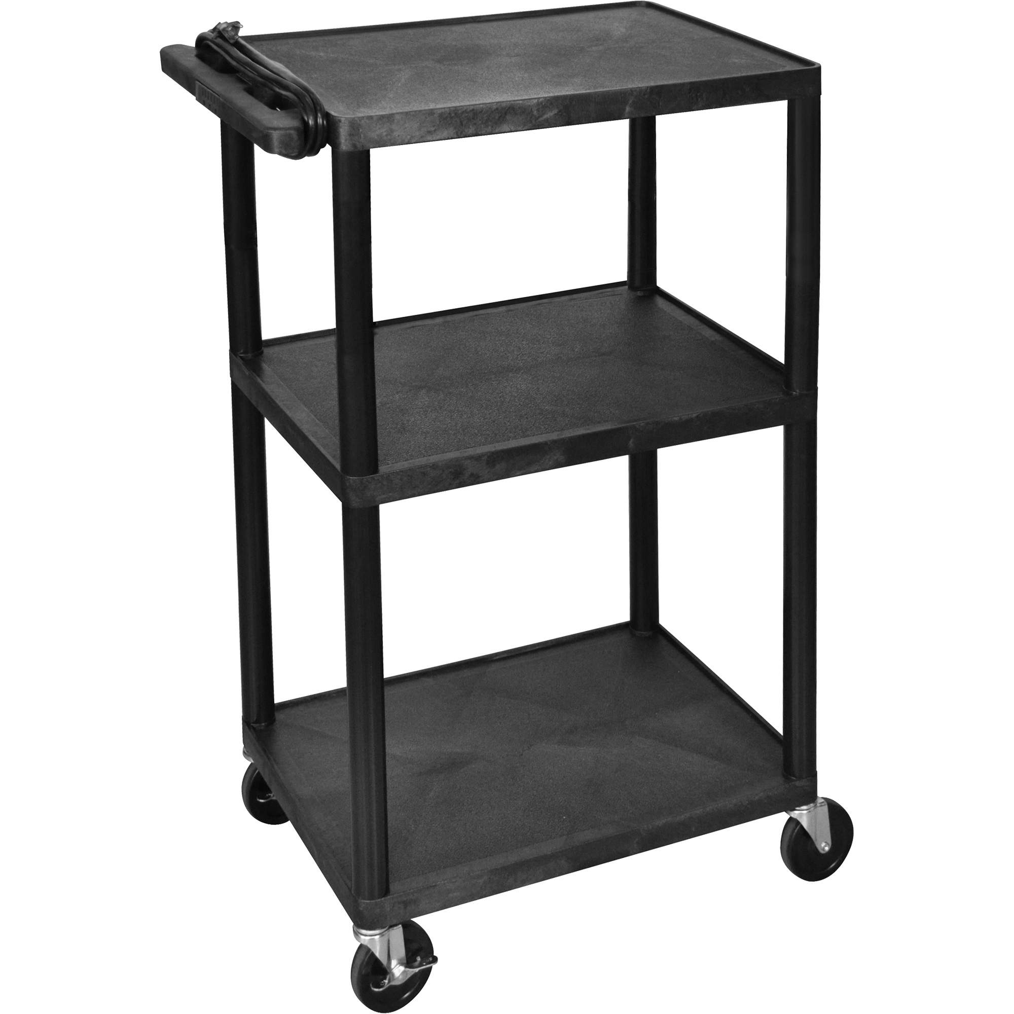 Chariot utilitaire électrique, 3 tiers, 24" x 42" x 18", Capacité 300 lb