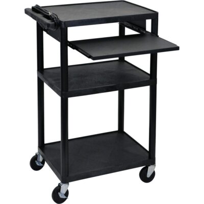 Chariot utilitaire électrique, 3 tiers, 24" x 42" x 18", Capacité 300 lb