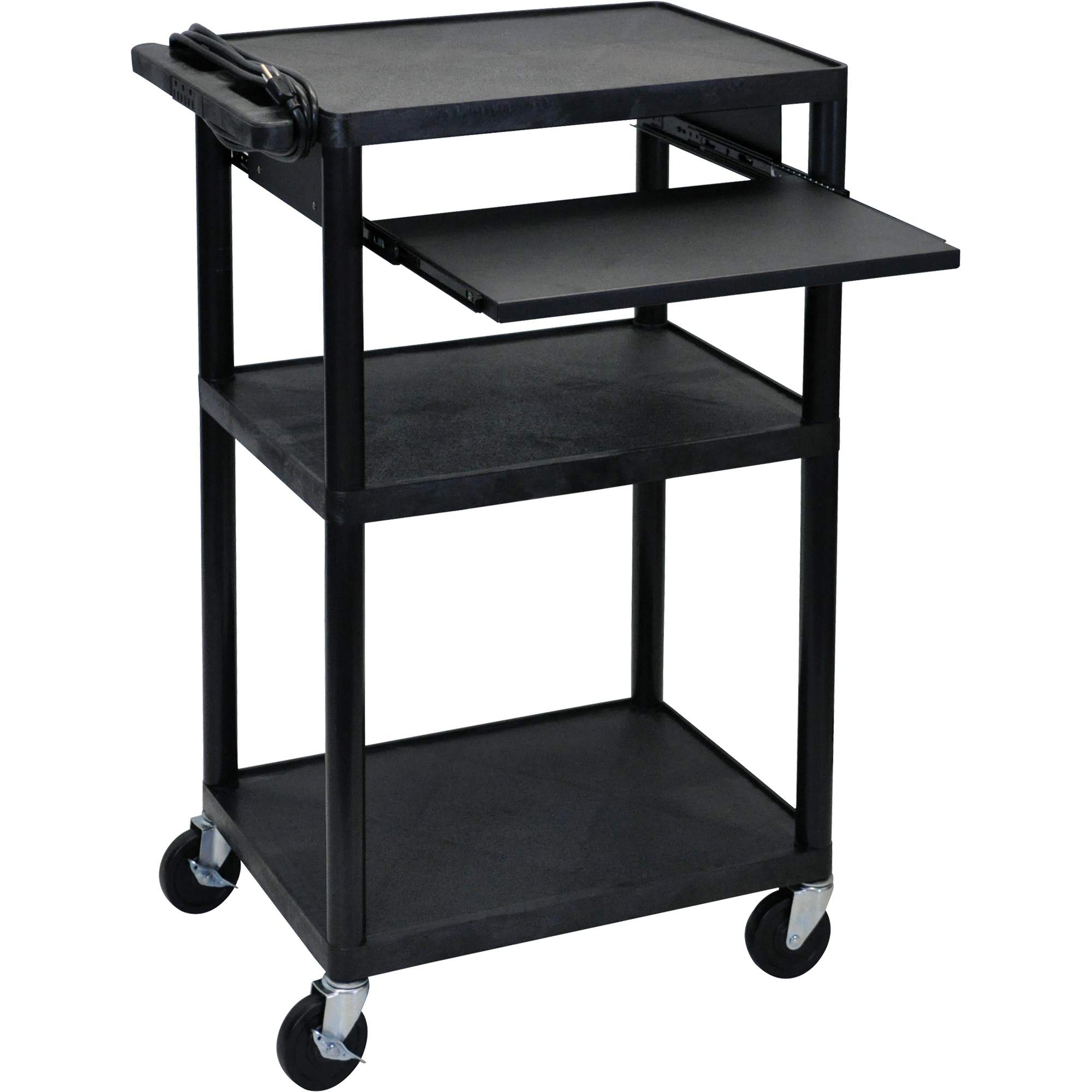 Chariot utilitaire électrique, 3 tiers, 24" x 42" x 18", Capacité 300 lb