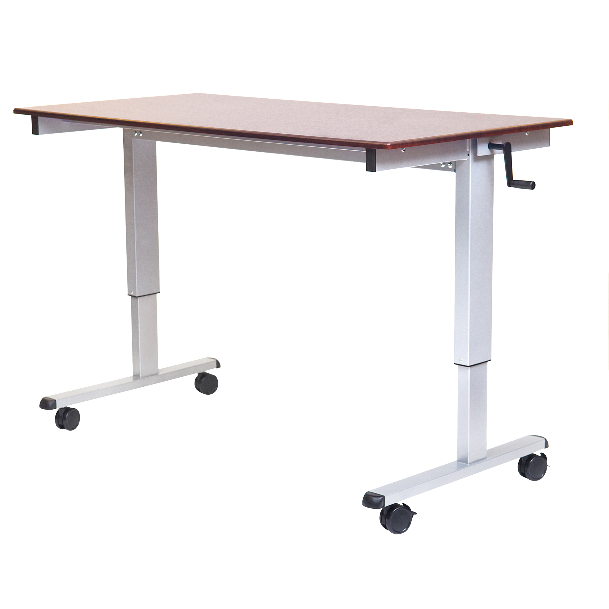 Postes de travail ajustables pour travail assis et debout , , 48-1/2" h x 48" la x 32-1/2" p, Noyer