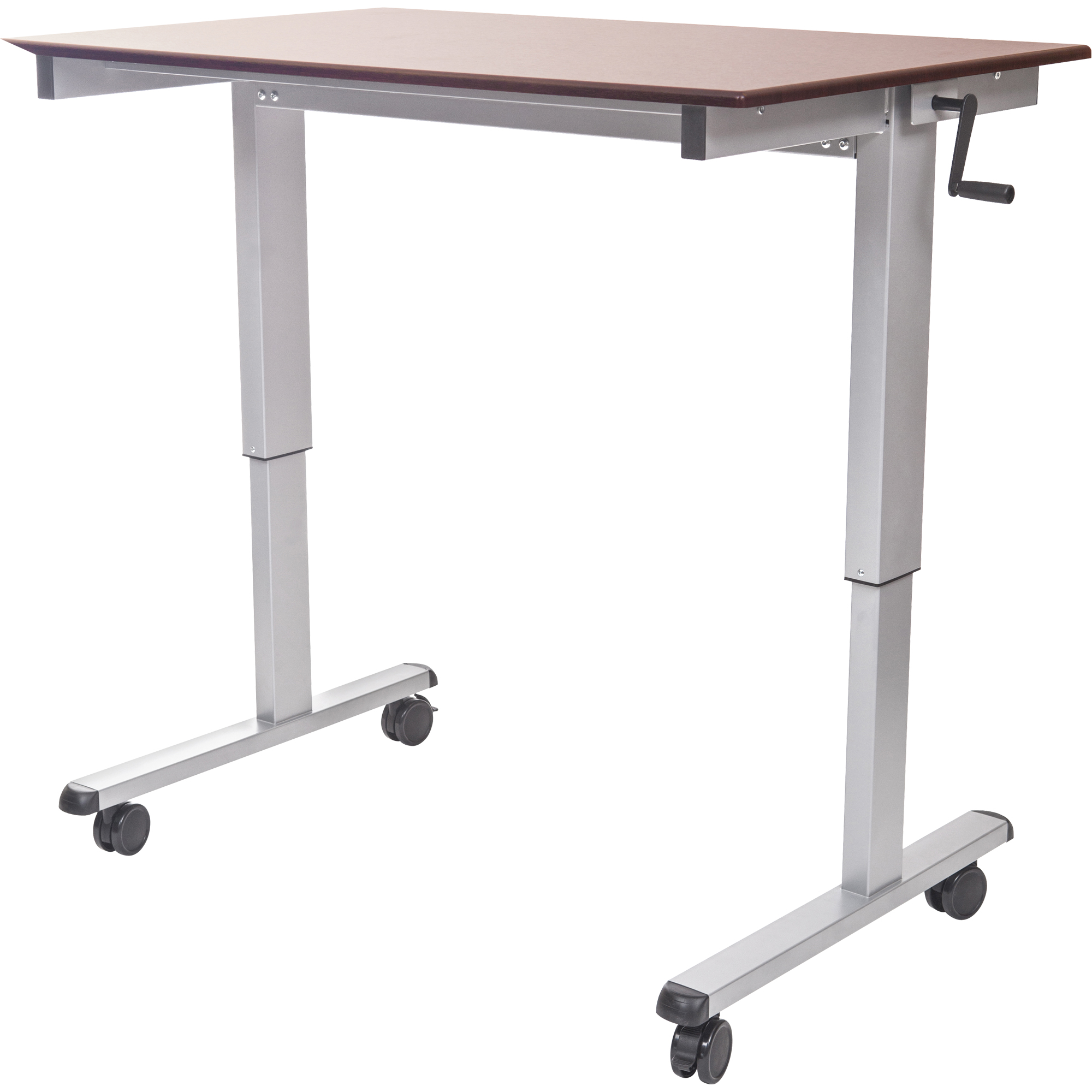 Postes de travail ajustables pour travail assis et debout , , 48-1/2" h x 59" la x 29-1/2" p, Noyer