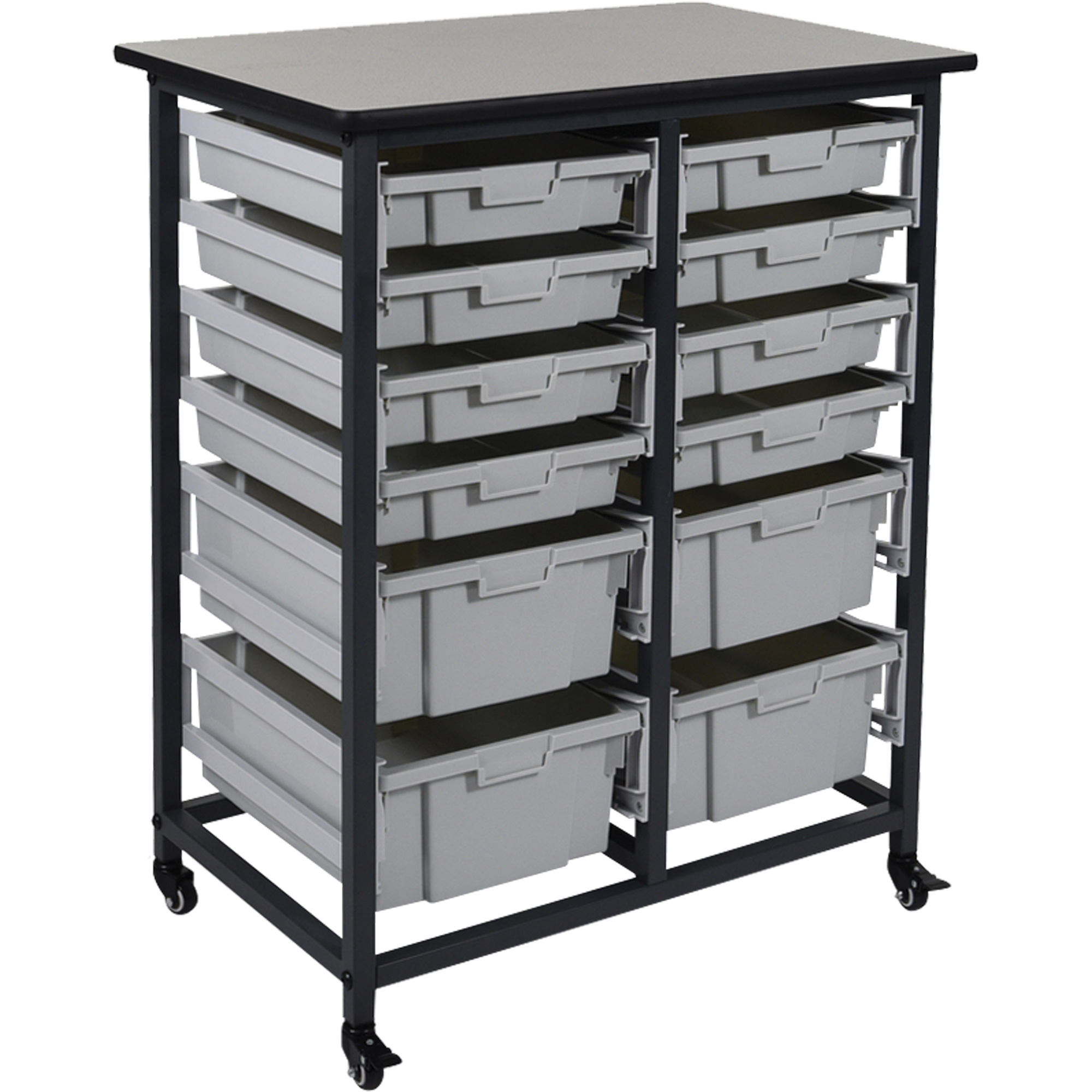 Rangement mobile pour bacs, À un côté, 12 bacs, 30-3/4" la x 20" p x 37-1/2" h